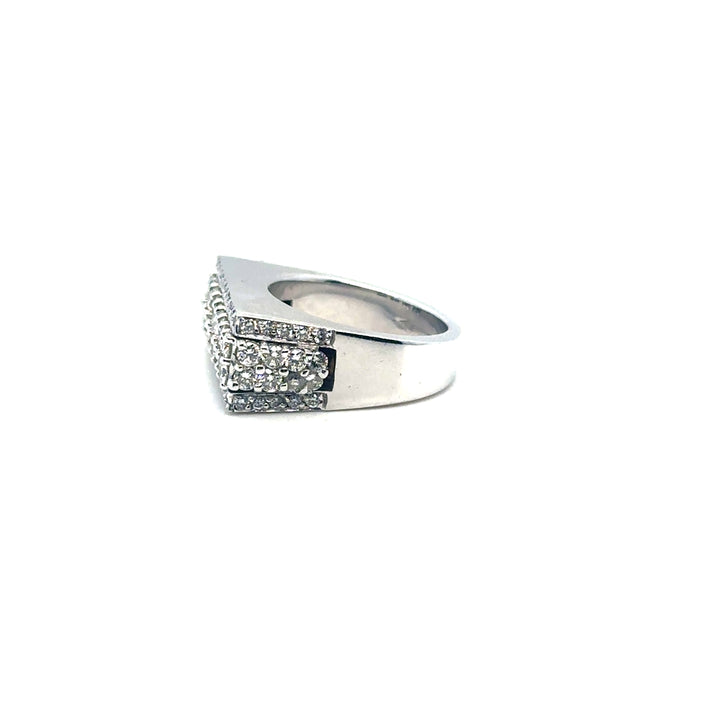 Bague moderne or blanc 18K sertie de diamants Occasion Seconde Main