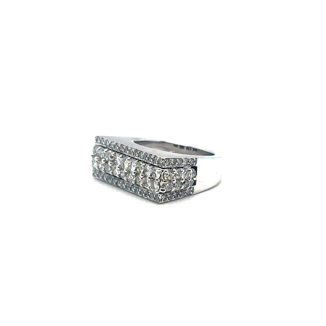 Bague moderne or blanc 18K sertie de diamants Occasion Seconde Main