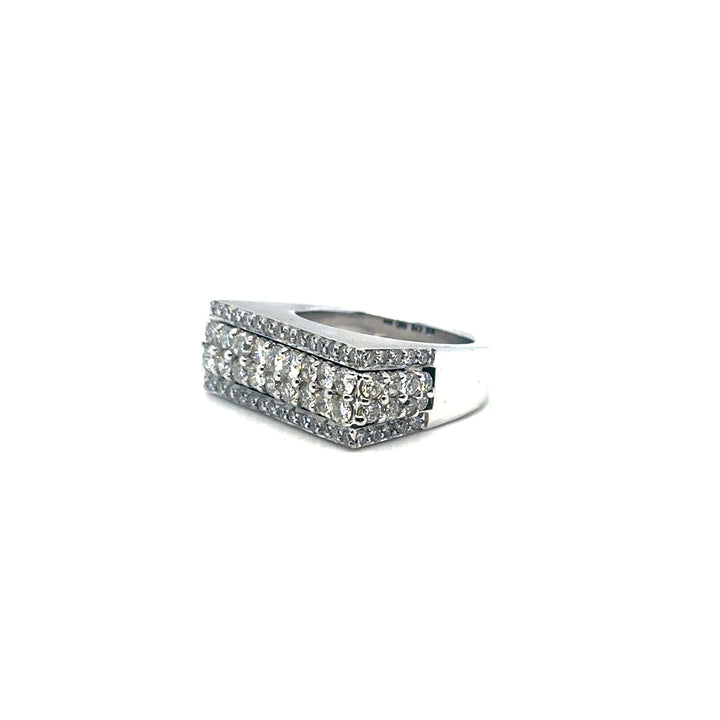 Bague moderne or blanc 18K sertie de diamants Occasion Seconde Main
