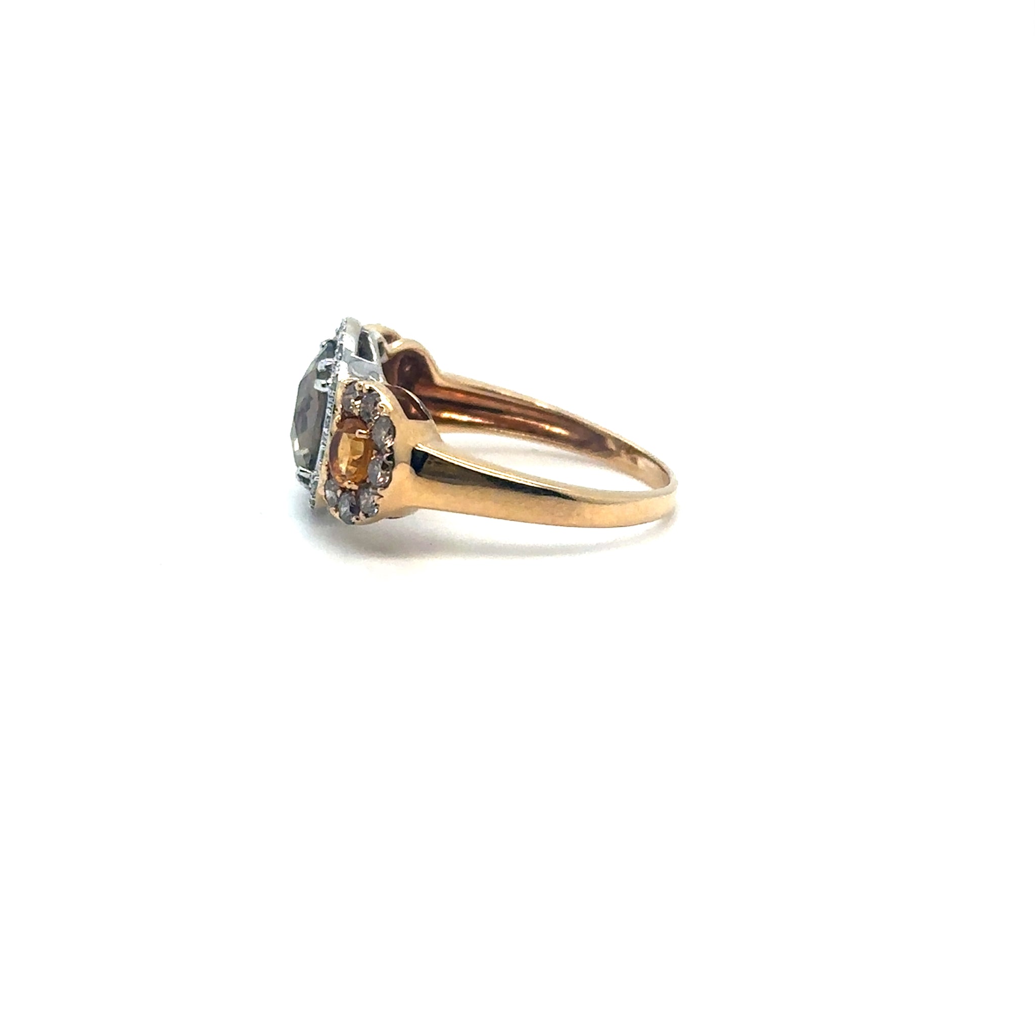 Bague moderne or jaune 18K sertie de diamants, citrine Occasion