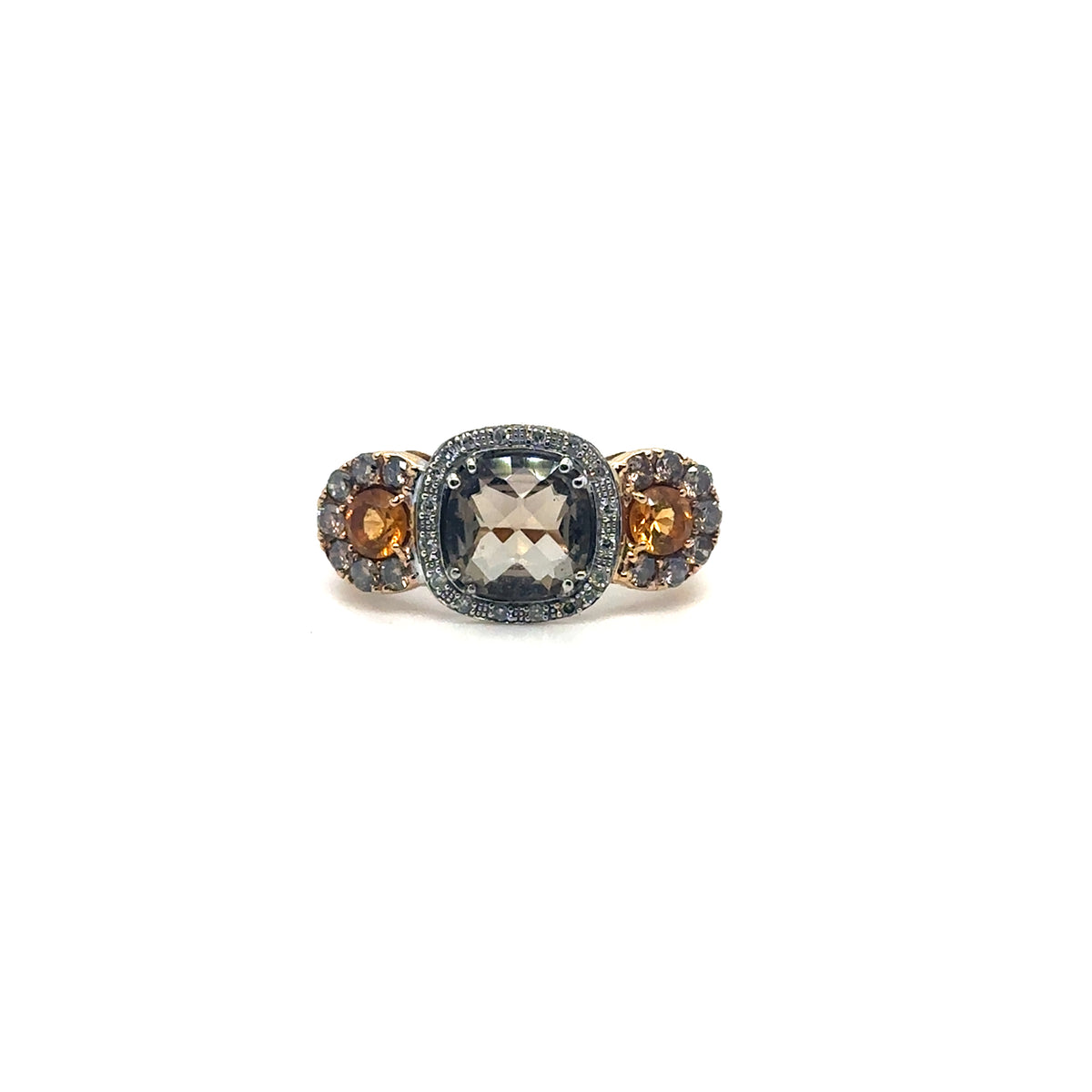 Bague moderne or jaune 18K sertie de diamants, citrine Occasion