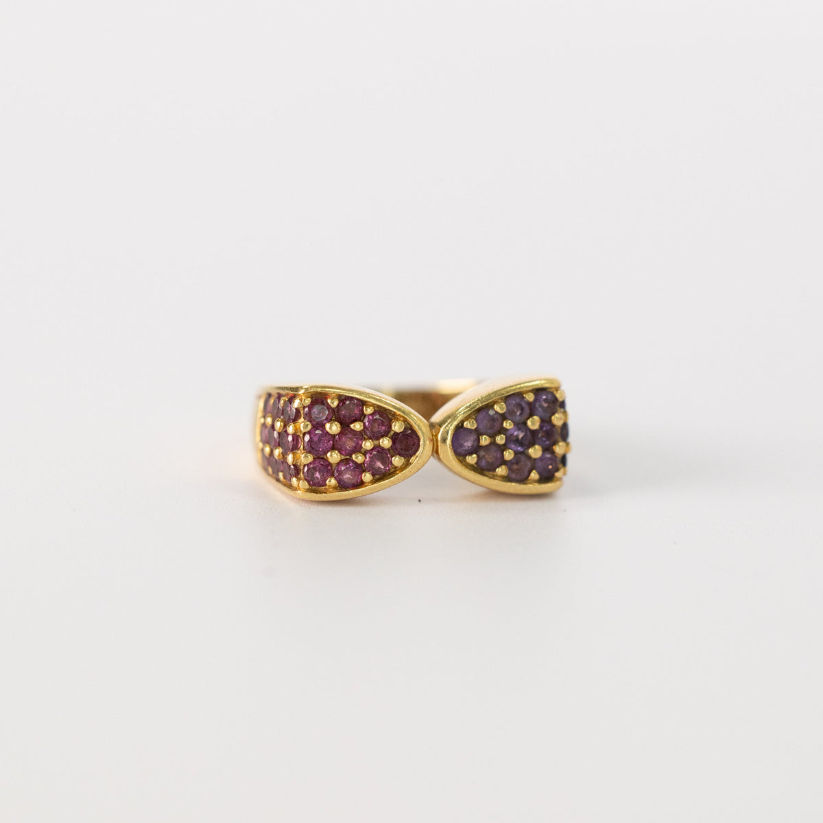 Bague nœud vintage en or jaune et améthystes