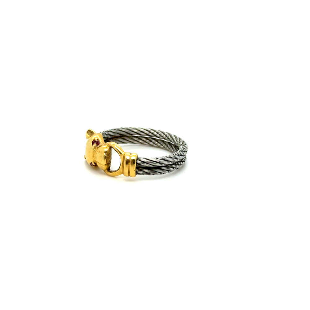 Bague Charriol Acier et Or Jaune Vintage Occasion Seconde Main