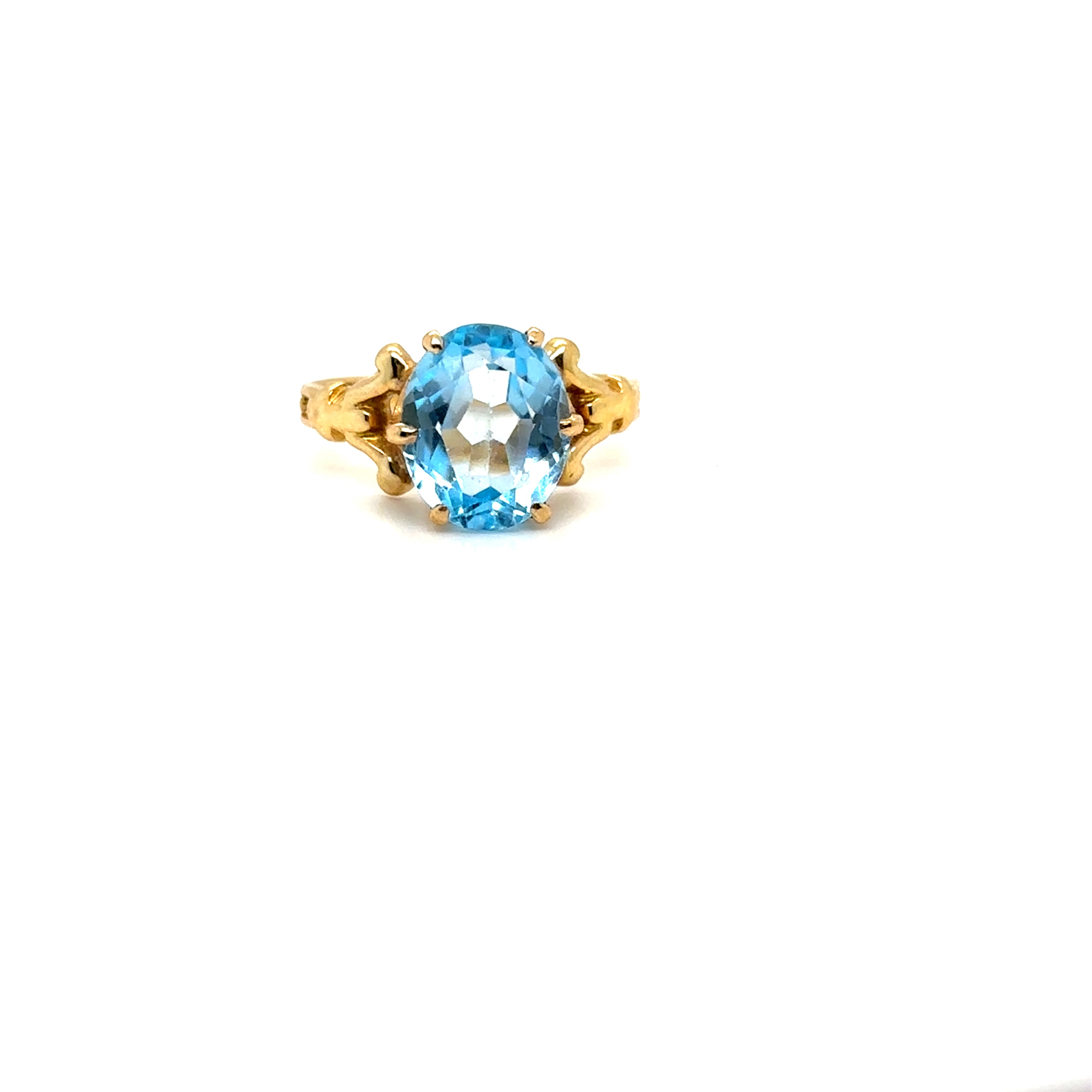 Bague or jaune 18K sertie d'une aigue-marine Occasion Seconde Main
