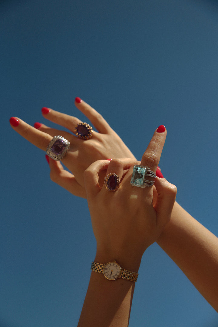 Bague or jaune sertie d'une Améthyste importante Occasion Seconde Main