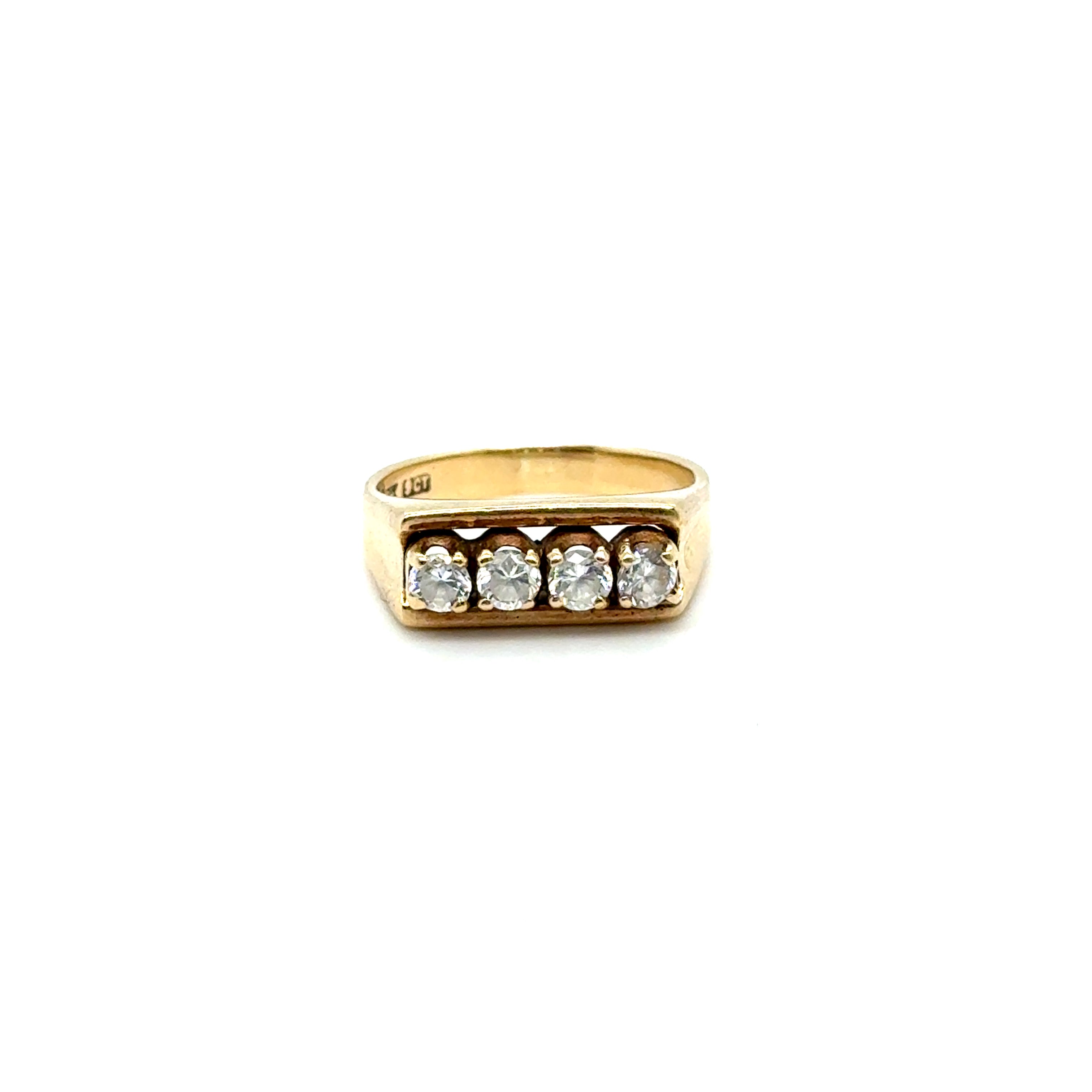 Bague or jaune 4 diamants Vintage occasion seconde main