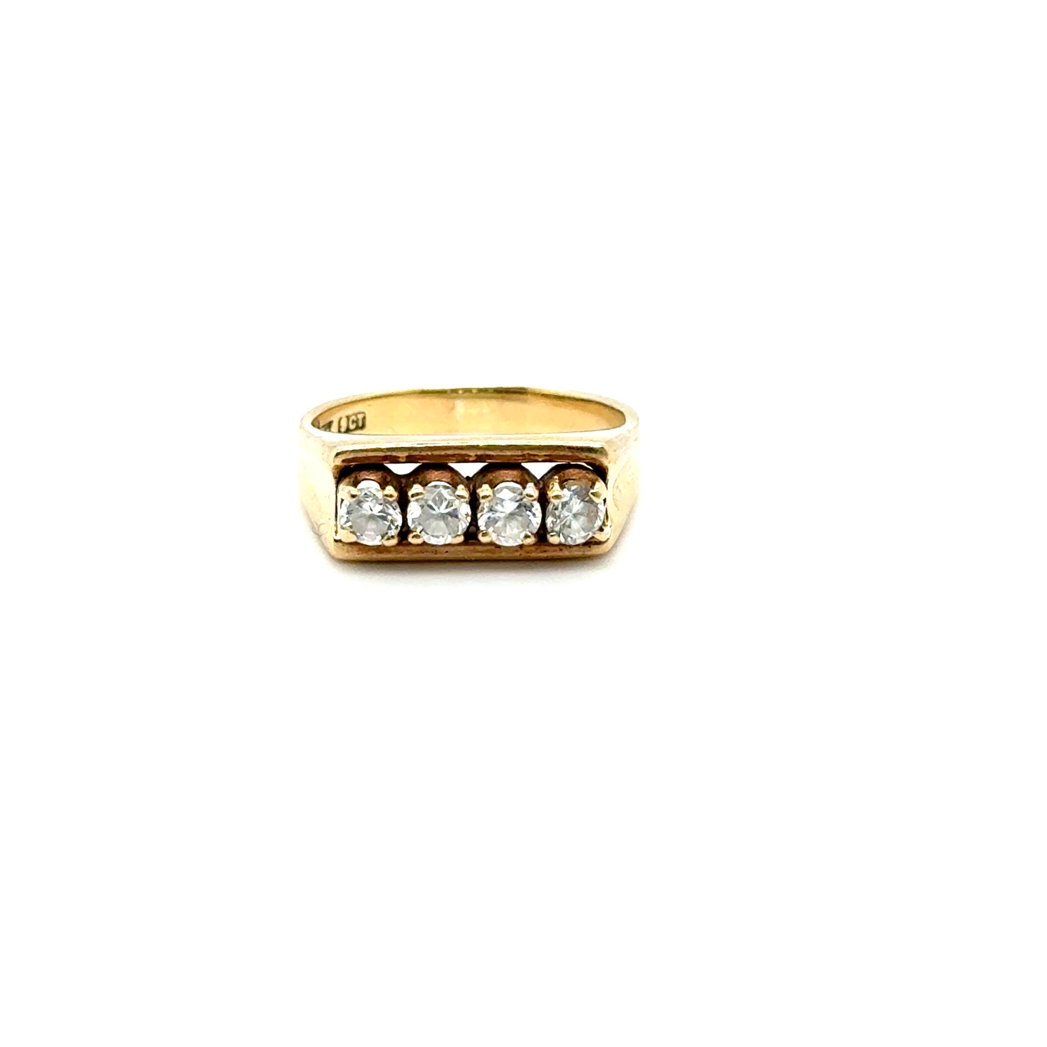 Bague or jaune 4 diamants Vintage