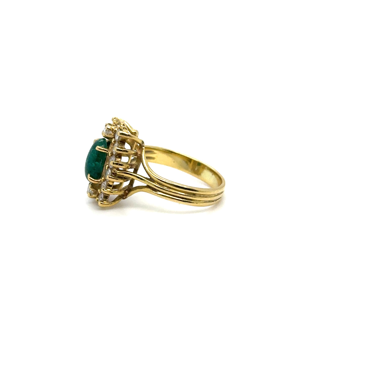 Bague or jaune émeraude et diamants Vintage Occasion Seconde Main
