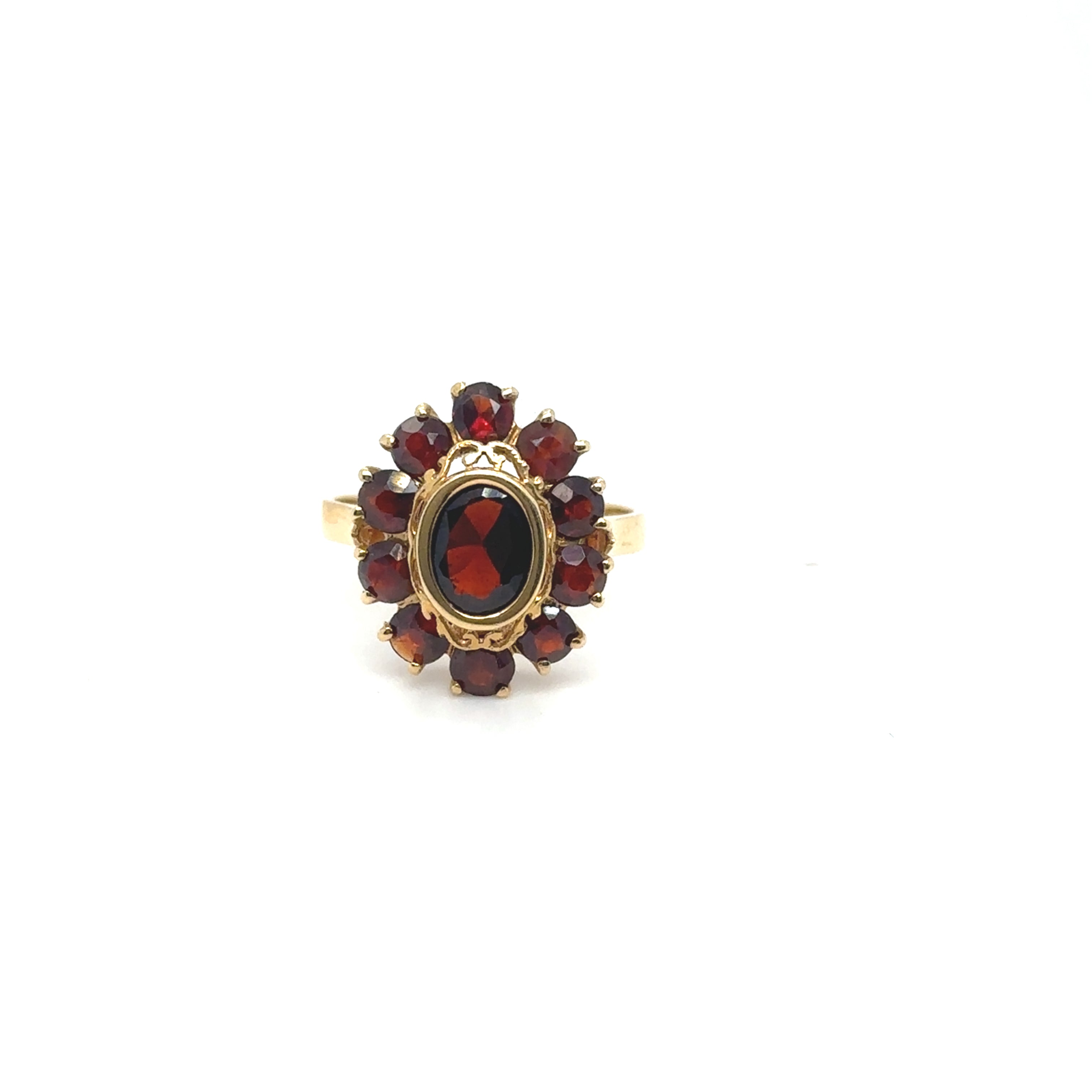 Bague or jaune sertie de grenat vintage Occasion Seconde Main femme