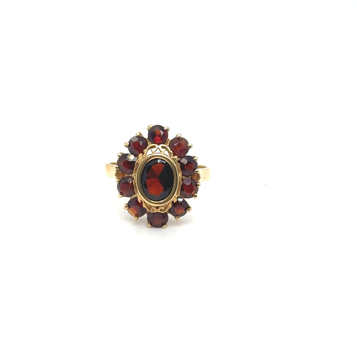 Bague or jaune sertie de grenat vintage Occasion Seconde Main femme