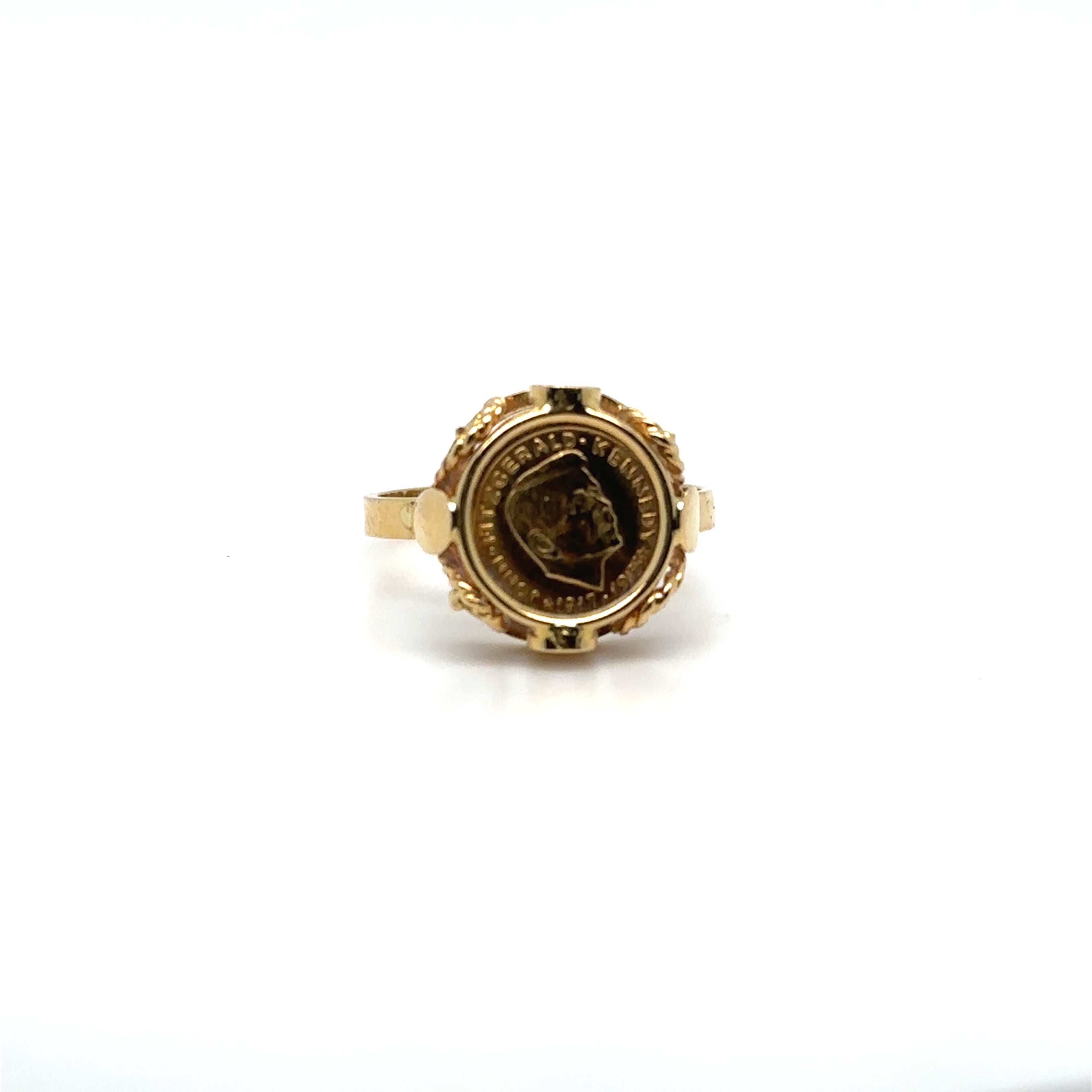 Bague or jaune sertie d'une pièce d'or Kennedy Occasion Seconde Main