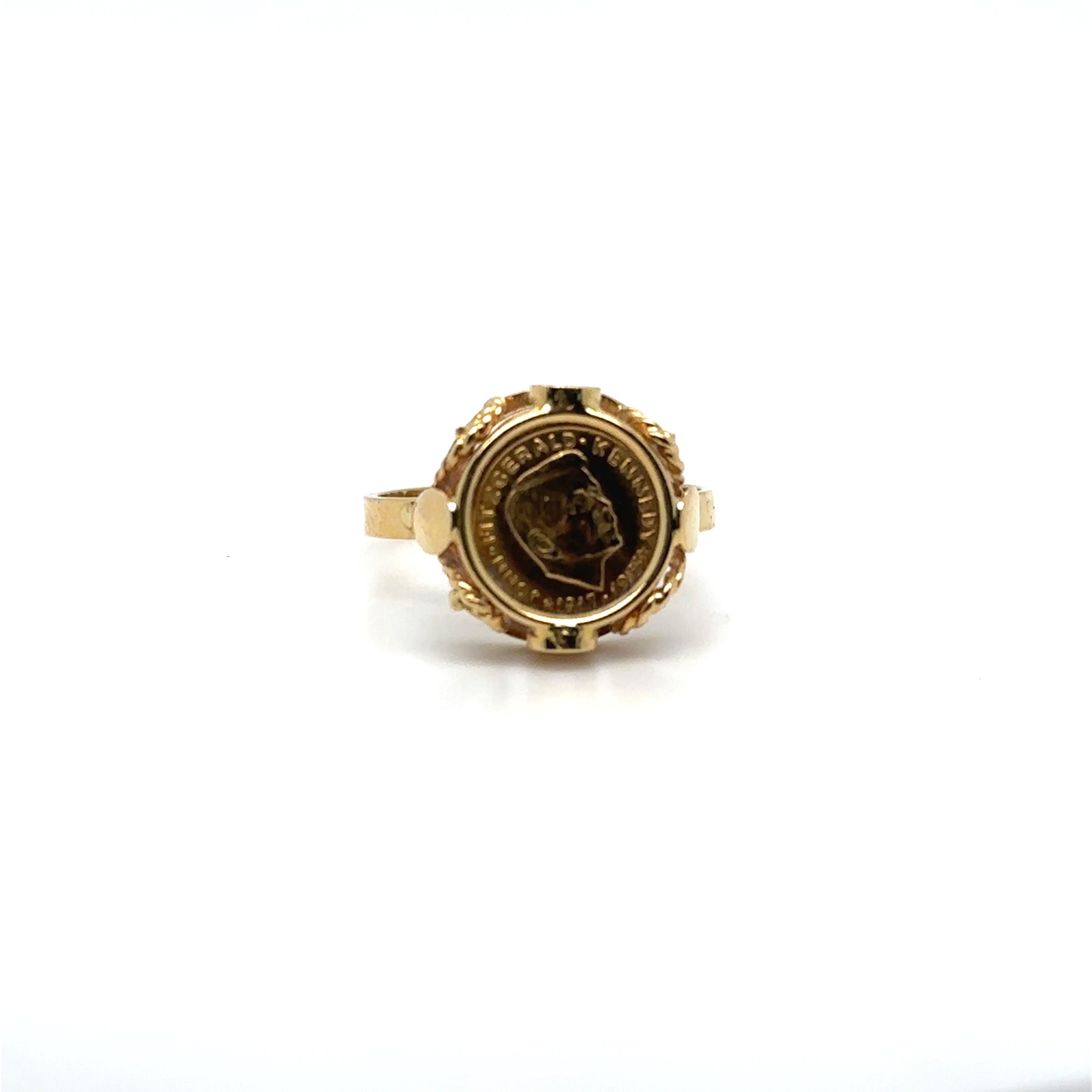 Bague or jaune sertie d'une pièce d'or Kennedy Occasion Seconde Main