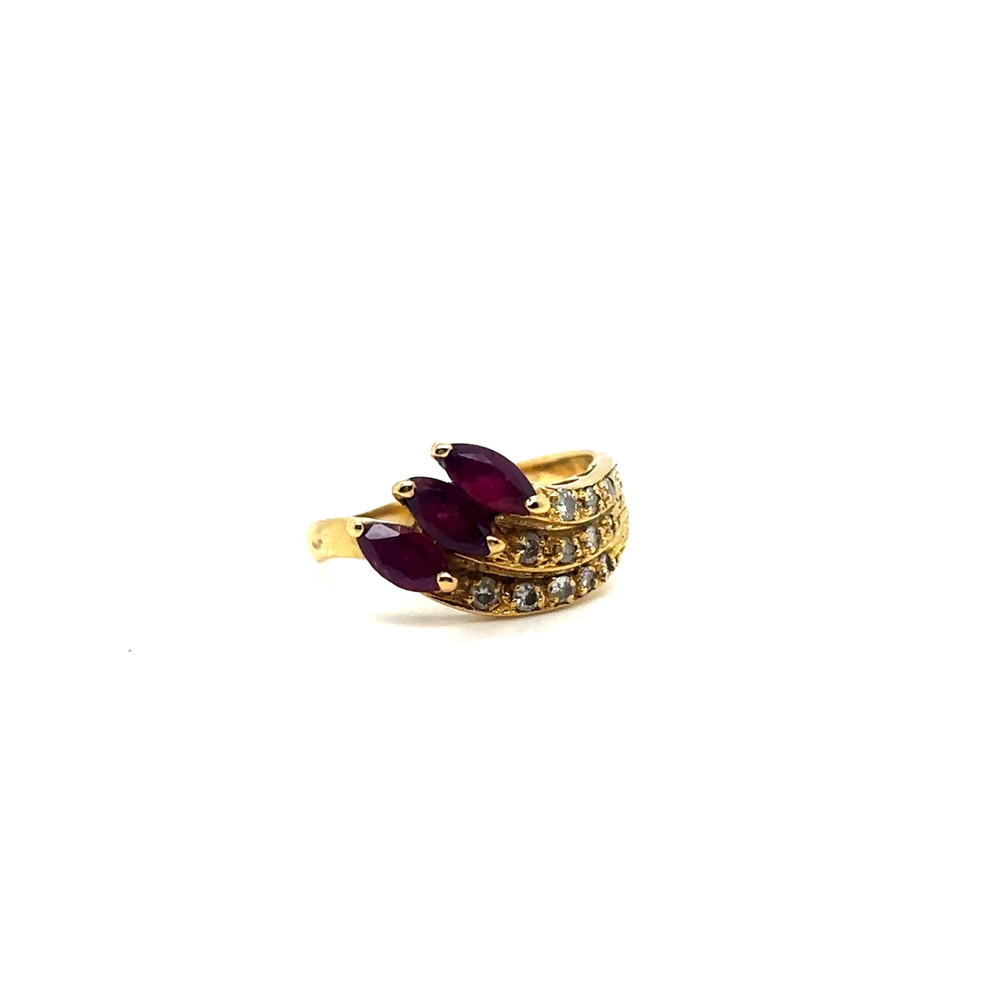 Bague or jaune rubis diamants 1980 Occasion Seconde Main Bijou Femme
