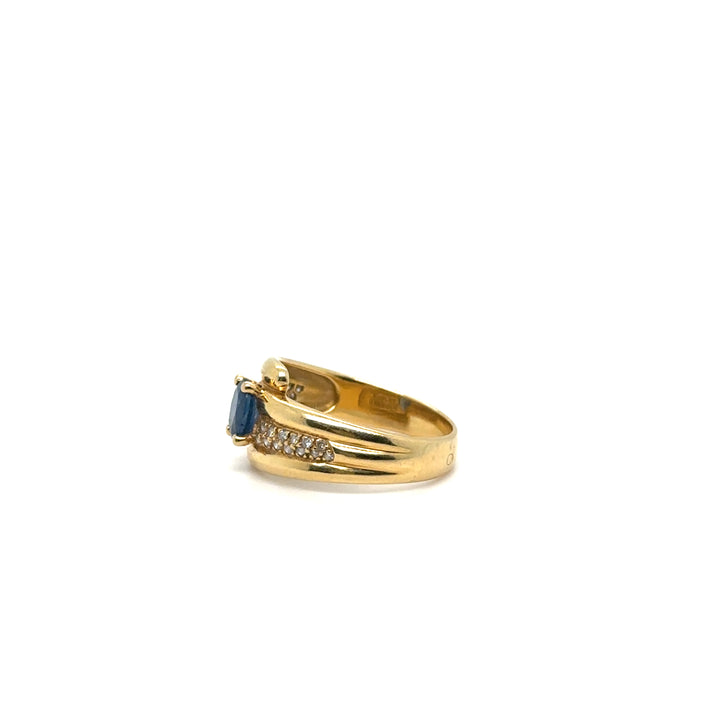 Bague or jaune saphir et diamant vintage Occasion Seconde Main