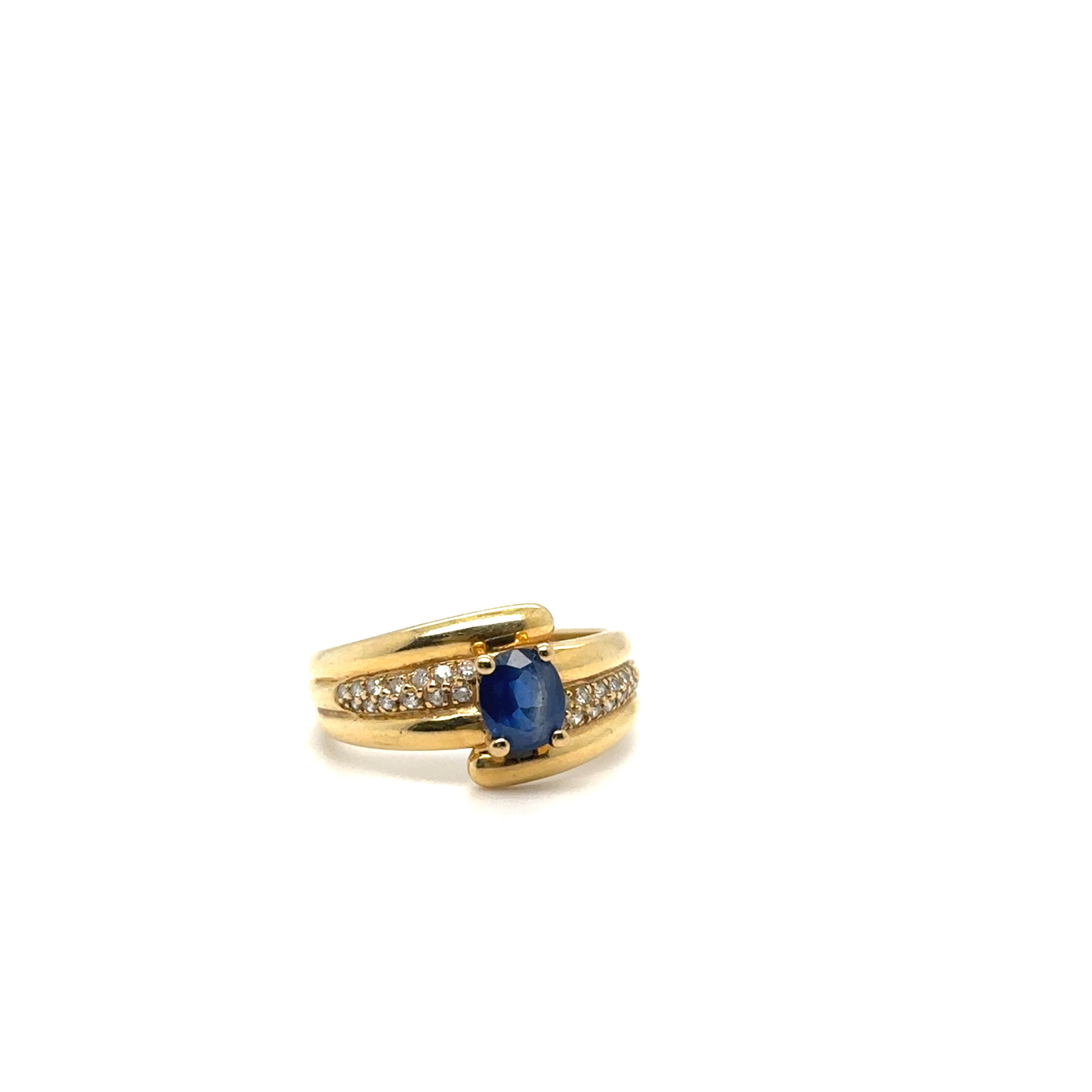 Bague or jaune saphir et diamant vintage Occasion Seconde Main