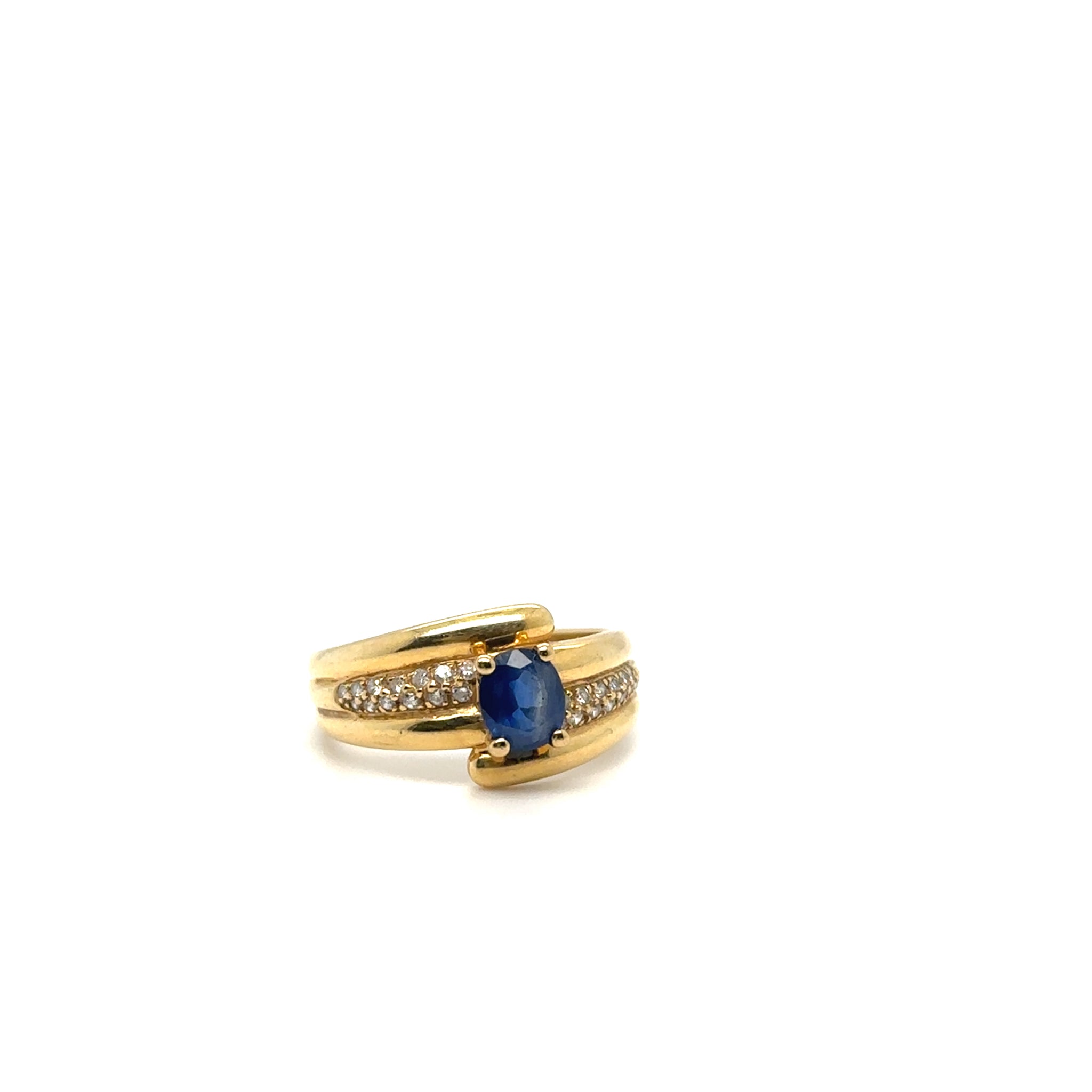 Bague or jaune saphir et diamant vintage Occasion Seconde Main