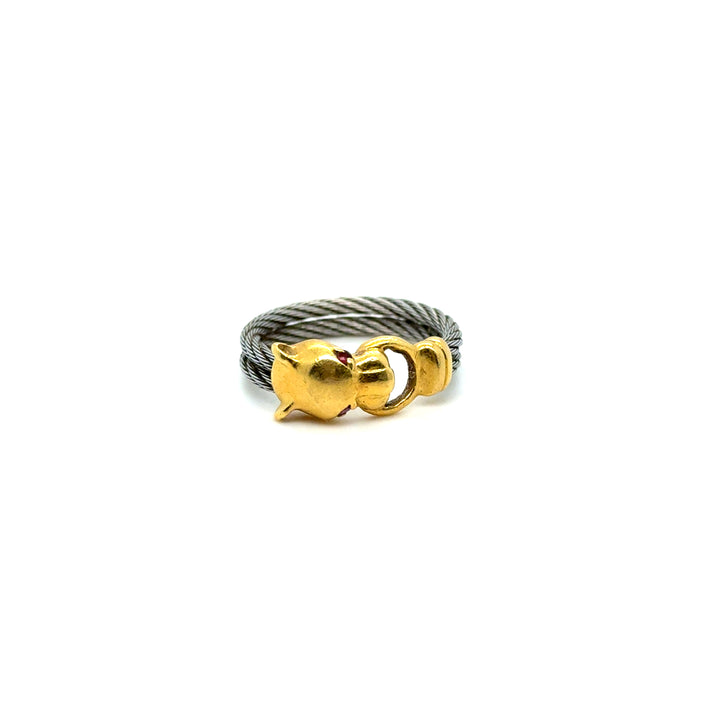 Bague Charriol Acier et Or Jaune Vintage Occasion Seconde Main