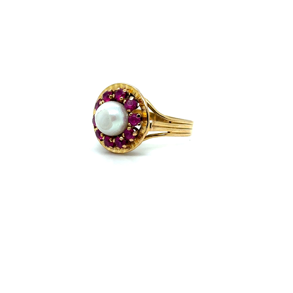 Bague perle et rubis vintage Occasion Seconde Main Bijou Luxe