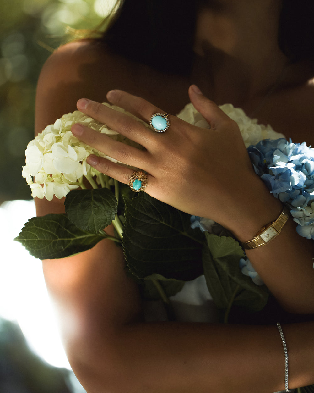 Bague Retro en or jaune et turquoise Occasion Seconde Main Bijou Femme Luxe
