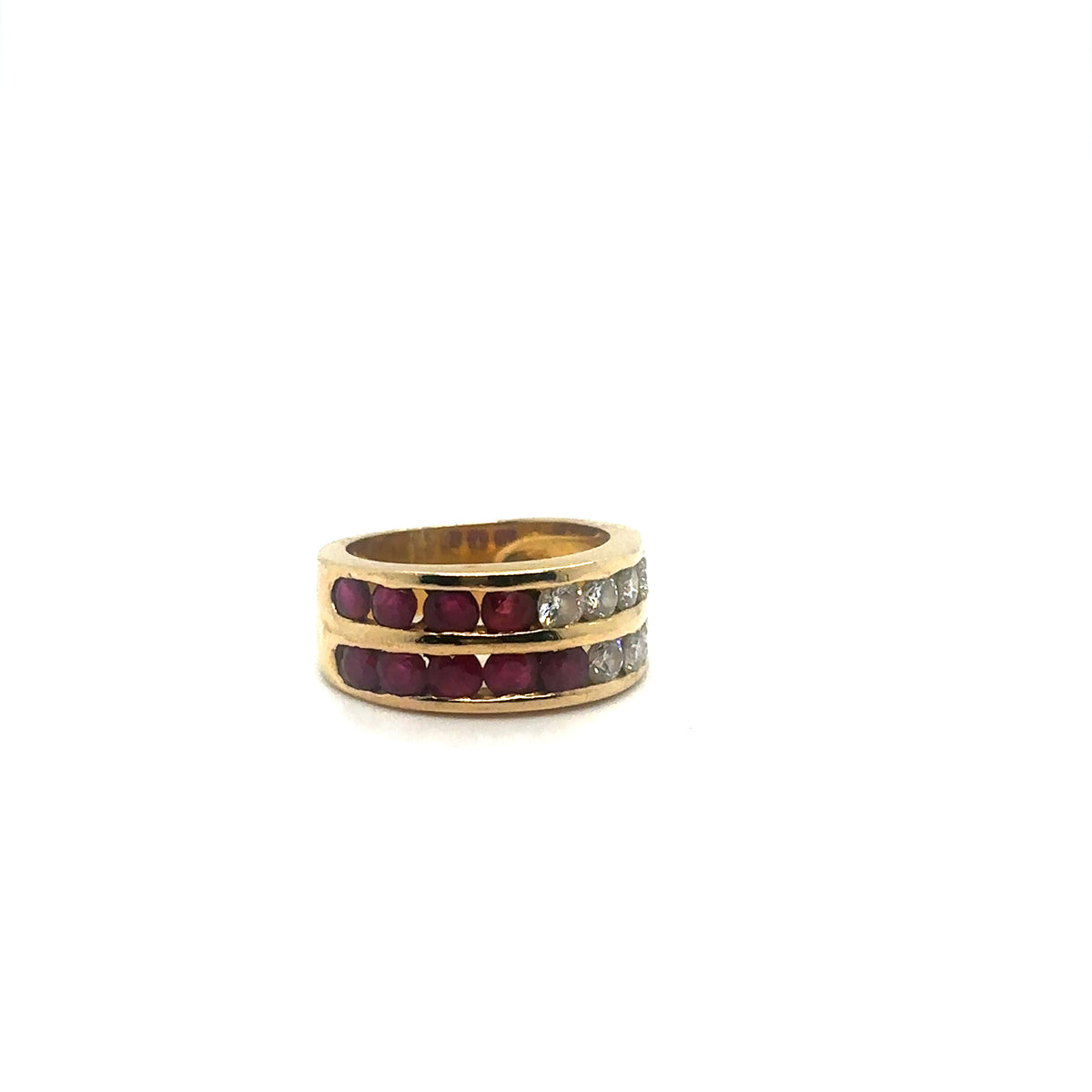 Bague rubis et diamants en or jaune Époque 1960 Occasion Seconde Main