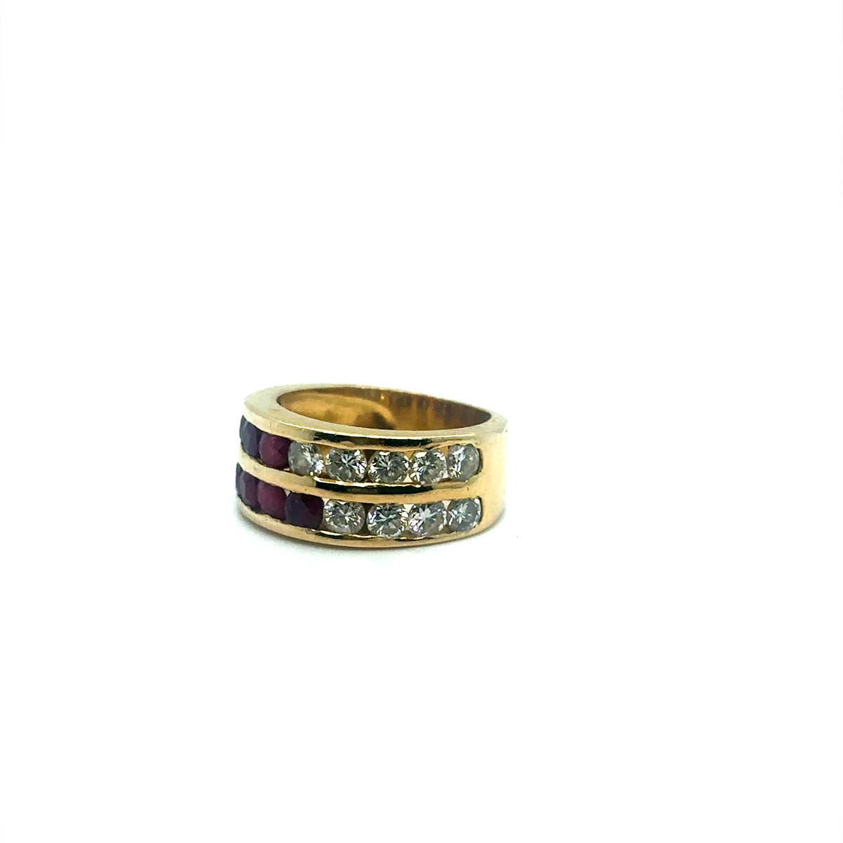Bague rubis et diamants en or jaune Époque 1960 Occasion Seconde Main