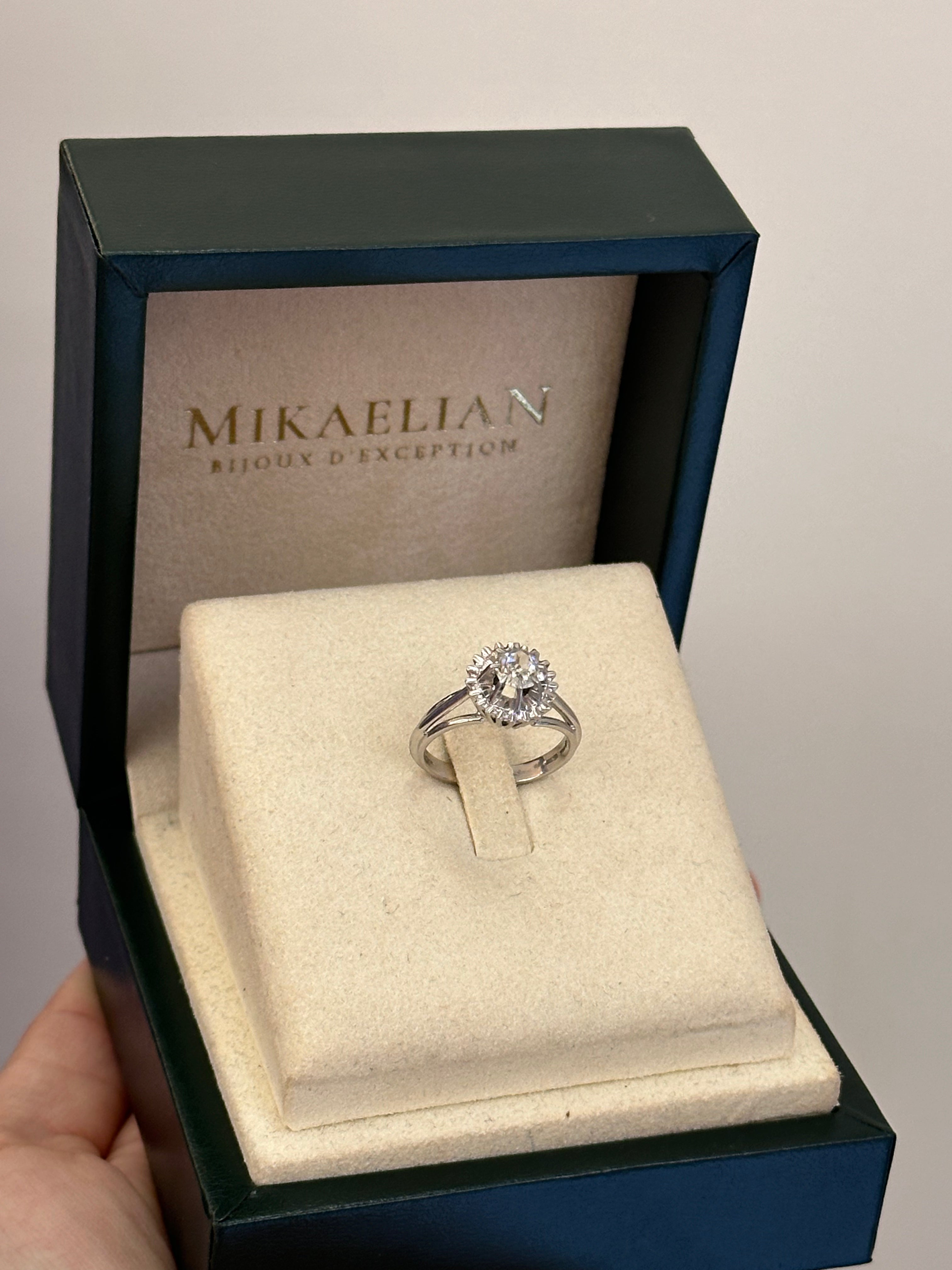 Bague solitaire serti d'un diamant 0,60ct Époque années 1970