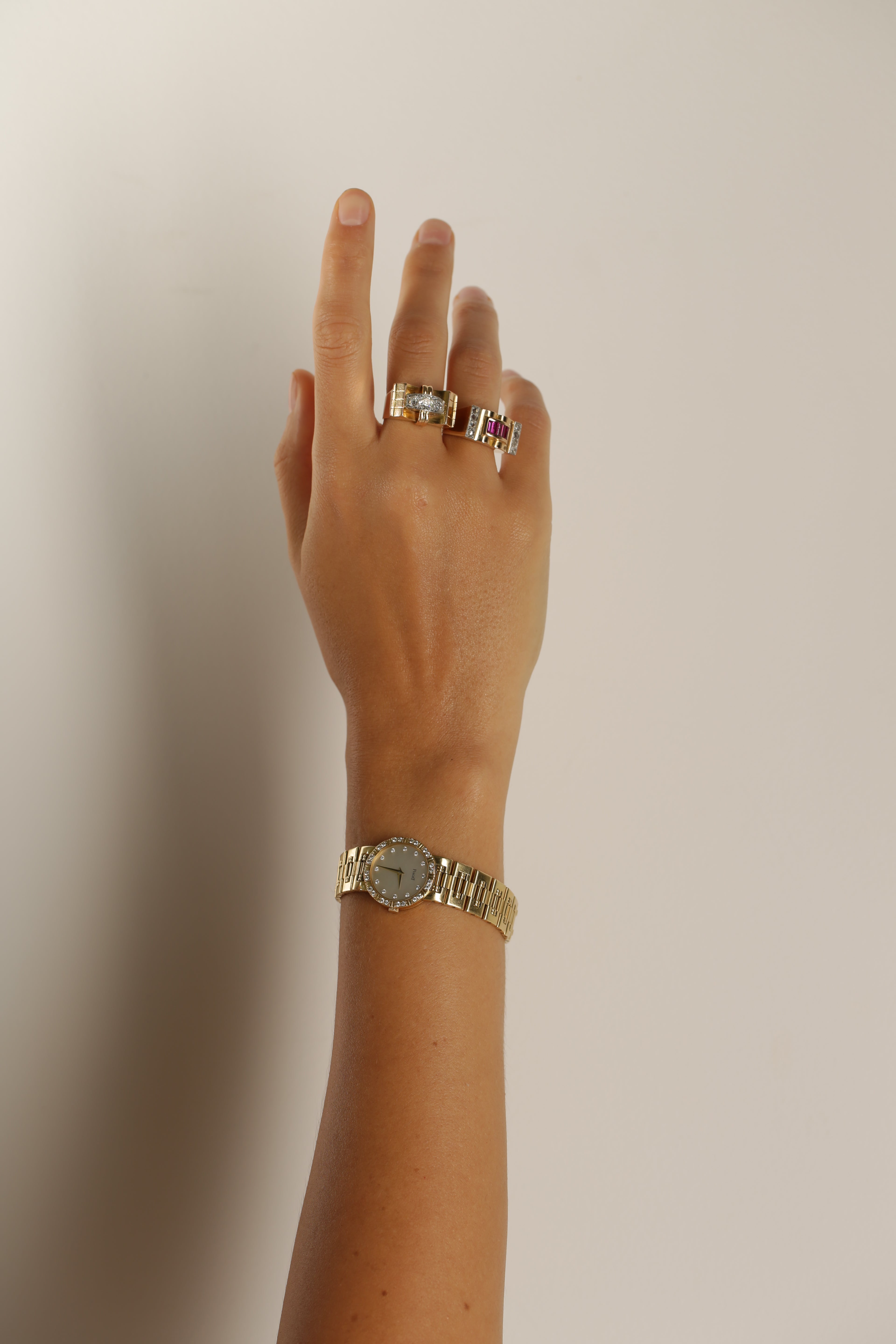 Bague Tank or jaune et diamants 1950 occasion seconde main bijou pour femme