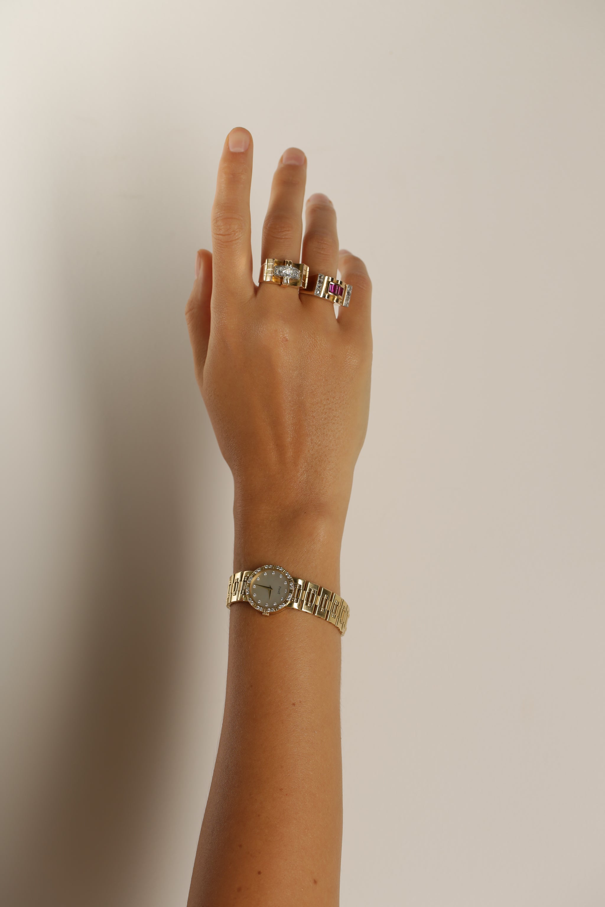 Bague Tank or jaune et diamants 1950 occasion seconde main bijou pour femme