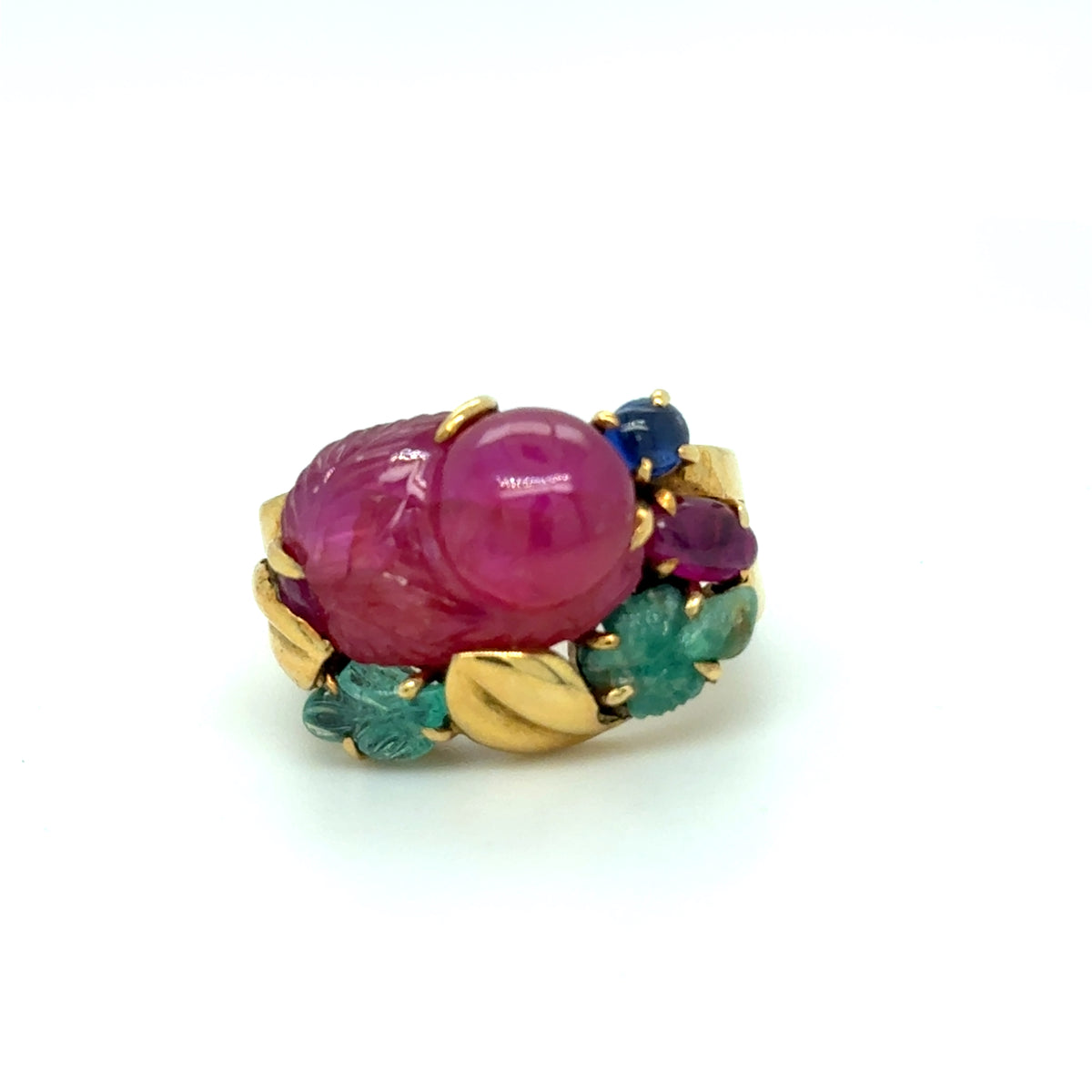 Bague Tutti Frutti émeraude et rubis occasion seconde main luxe femme