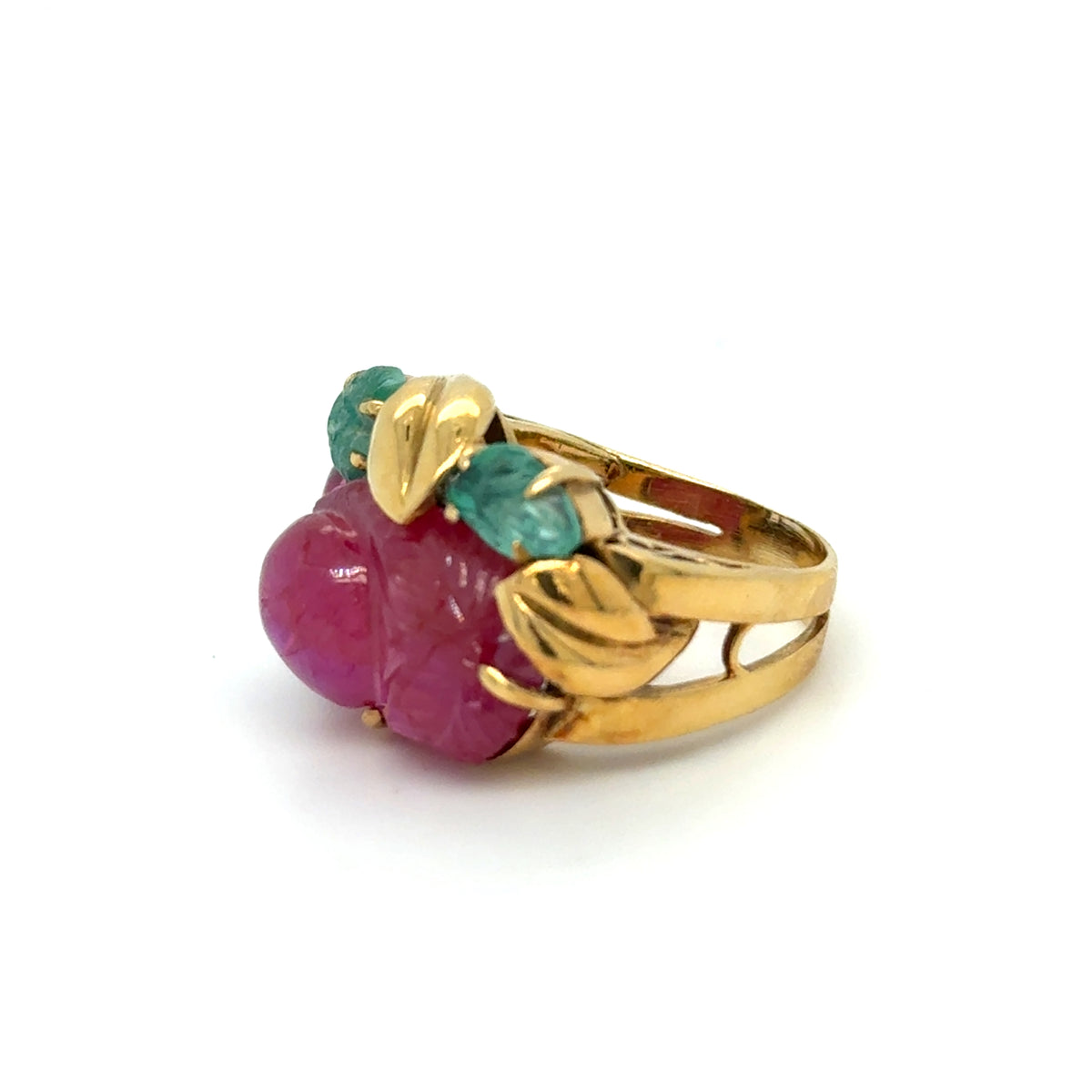 Bague Tutti Frutti émeraude et rubis occasion seconde main luxe femme