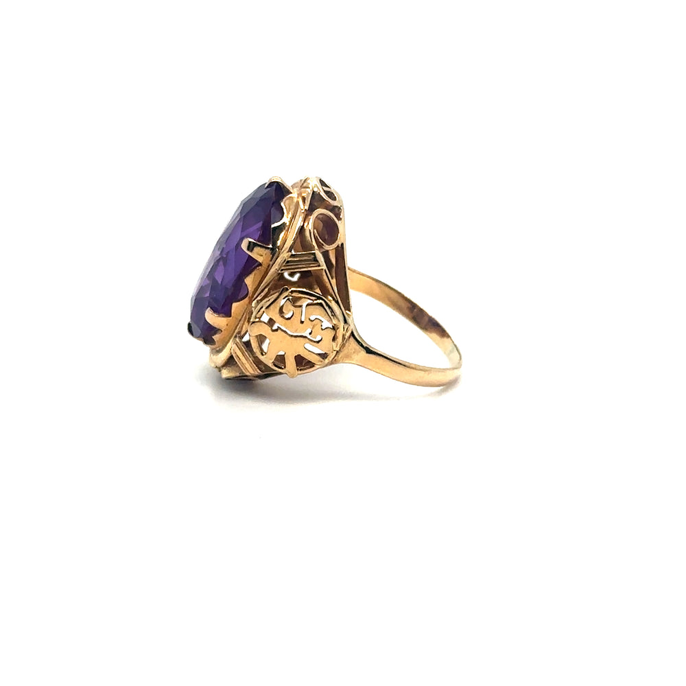 Bague vintage sertie d'une améthyste Occasion Seconde Main Bijou Femme