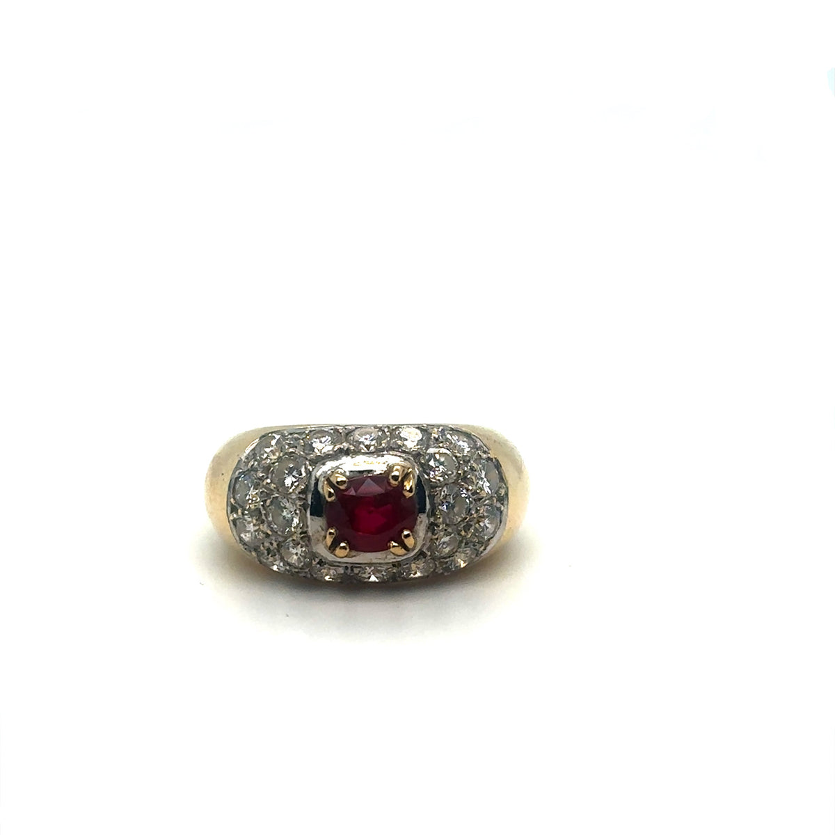 Bague Vintage jonc sertie d'un rubis et diamants Occasion Seconde Main