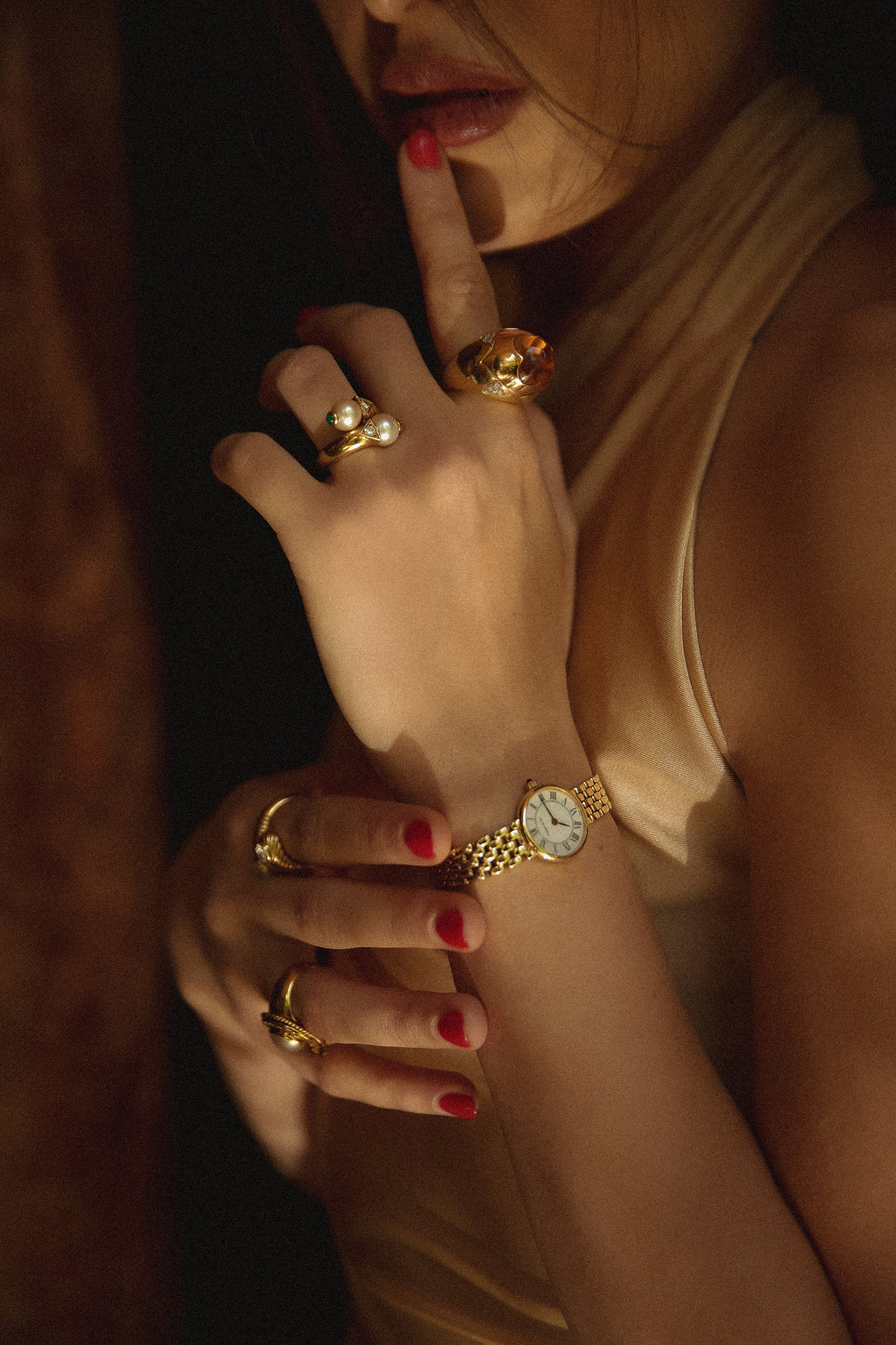 Bague vintage Toi & Moi avec perles et diamants Occasion Seconde Main