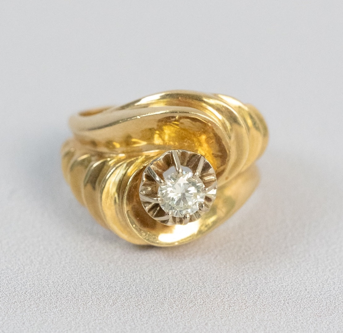 Bague Dôme Or & Diamant 1980s