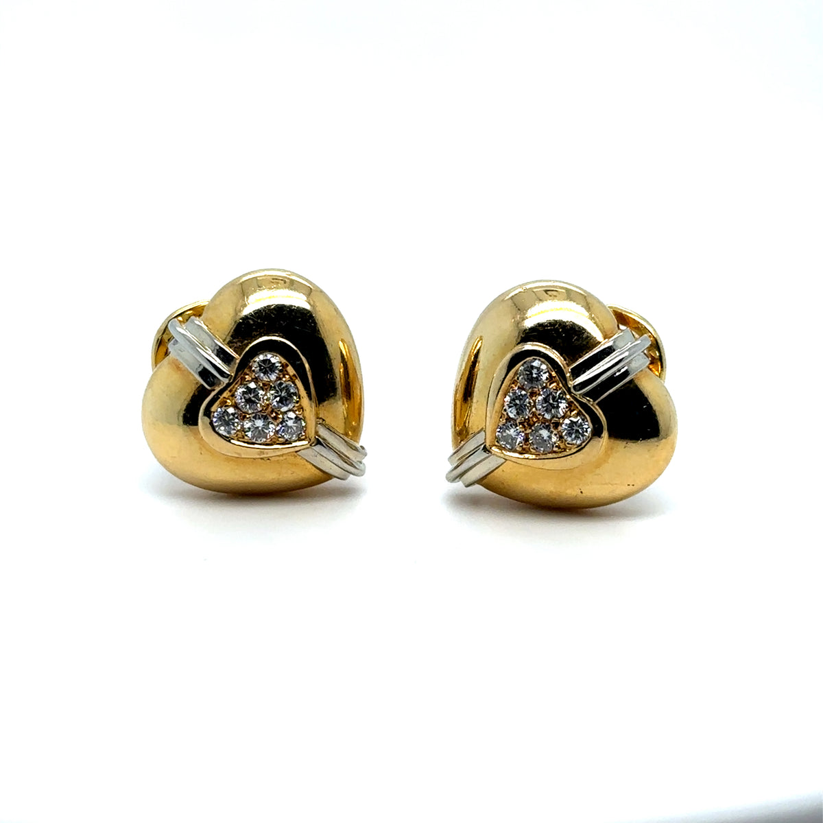 Boucles d'oreilles cœur or jaune 18K Occasion Seconde Main Luxe Femme