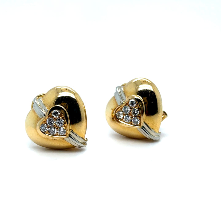 Boucles d'oreilles cœur or jaune 18K Occasion Seconde Main Luxe Femme