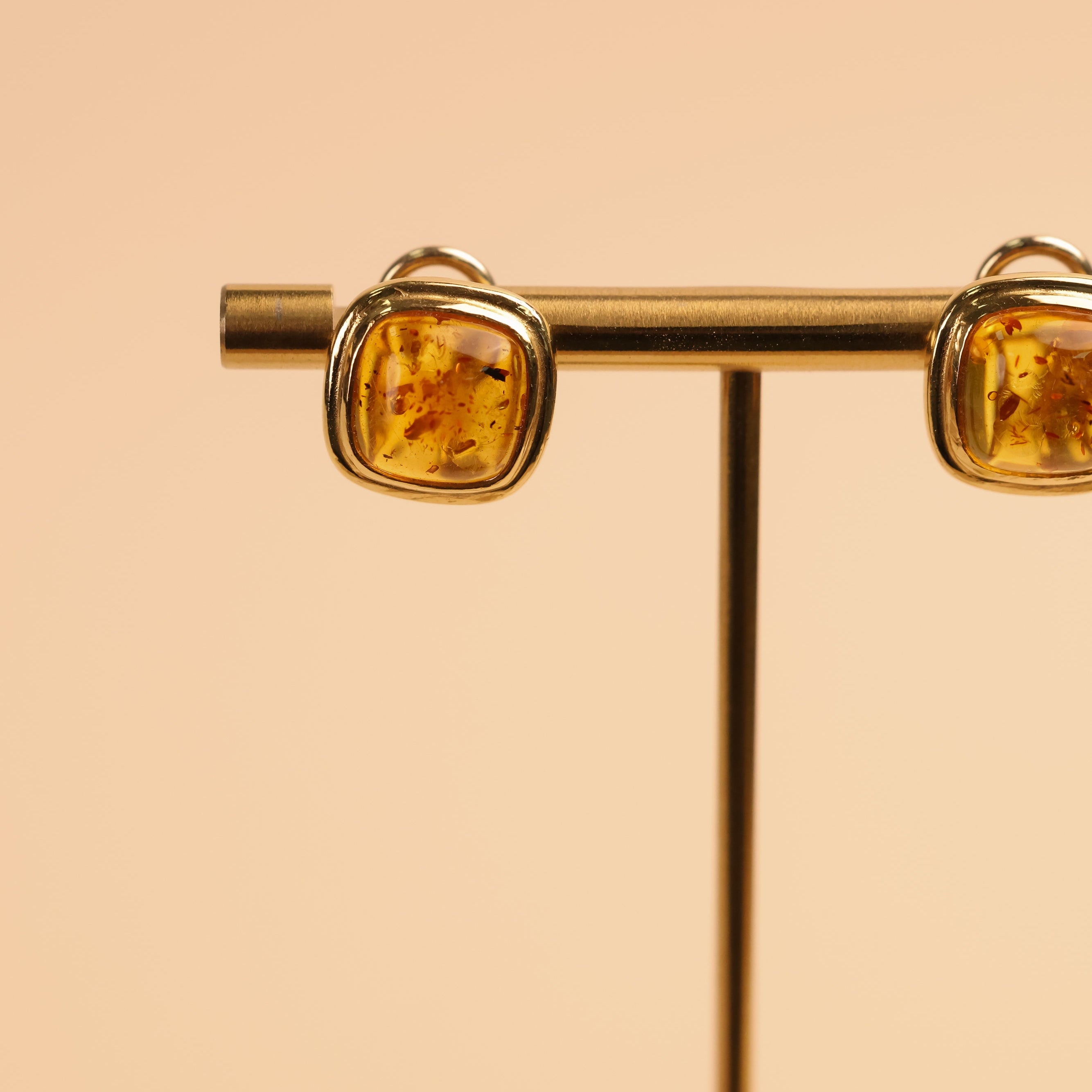 Boucles d'oreilles vintage ambre - Or jaune 18 carats