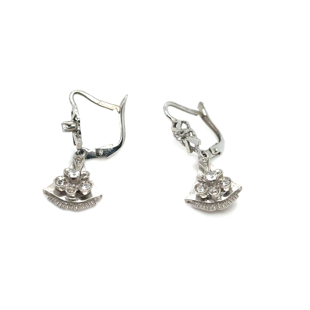 Boucles d'oreilles anciens, or blanc et diamants Occasion Seconde Main