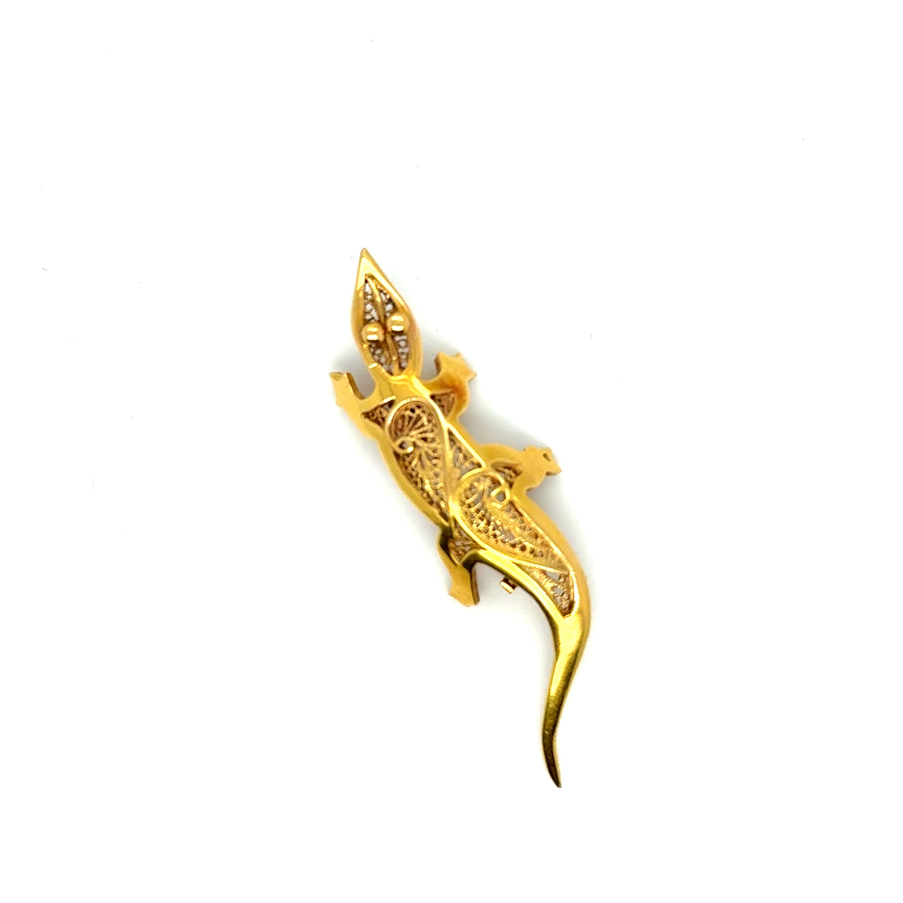 broche lezard or jaune 14K vintage