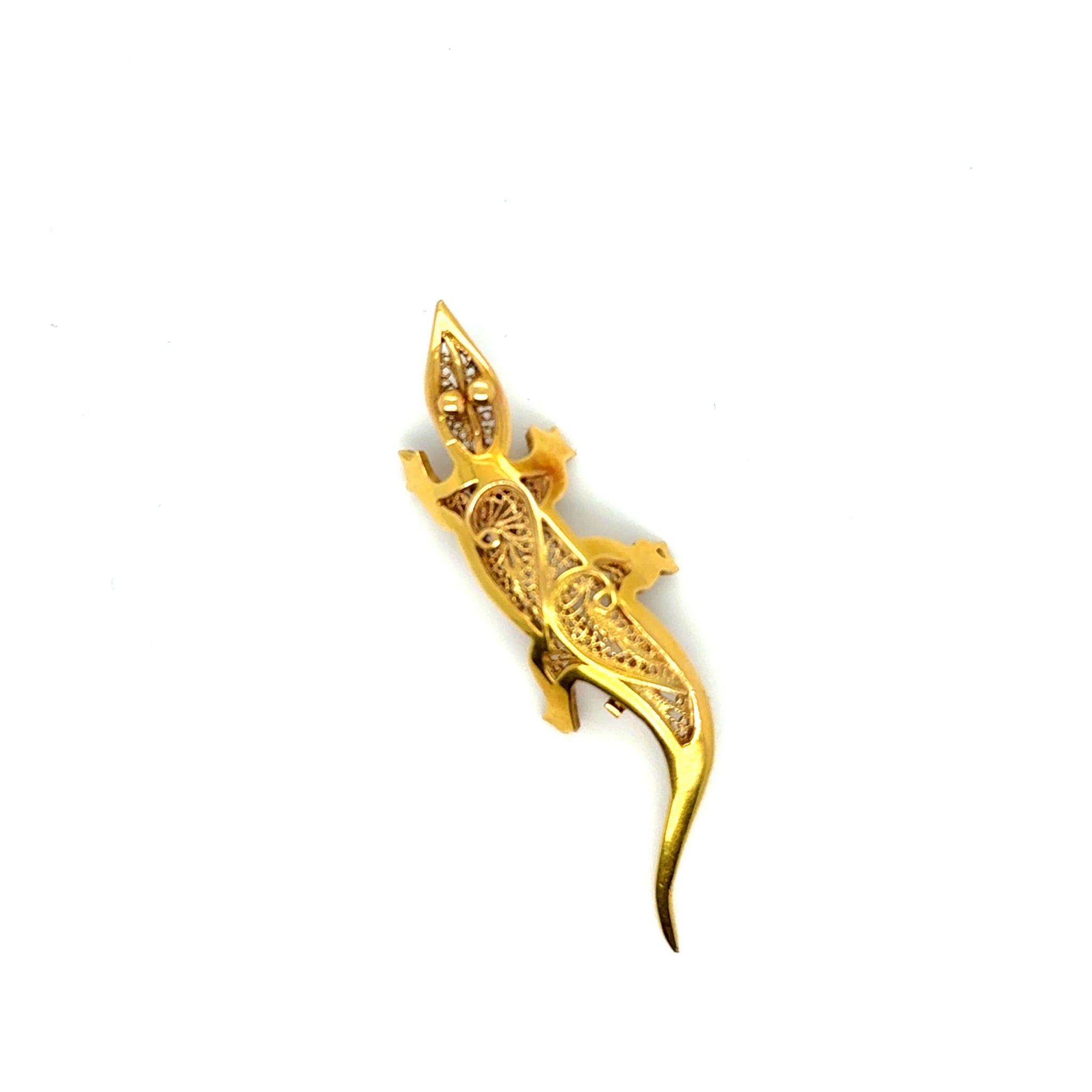 broche lezard or jaune 14K vintage