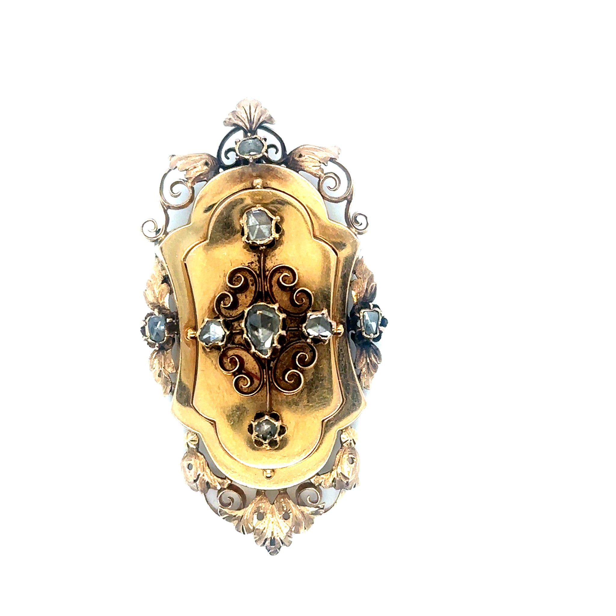 Broche Pendentif ancienne sertie de diamants taille rose Occasion