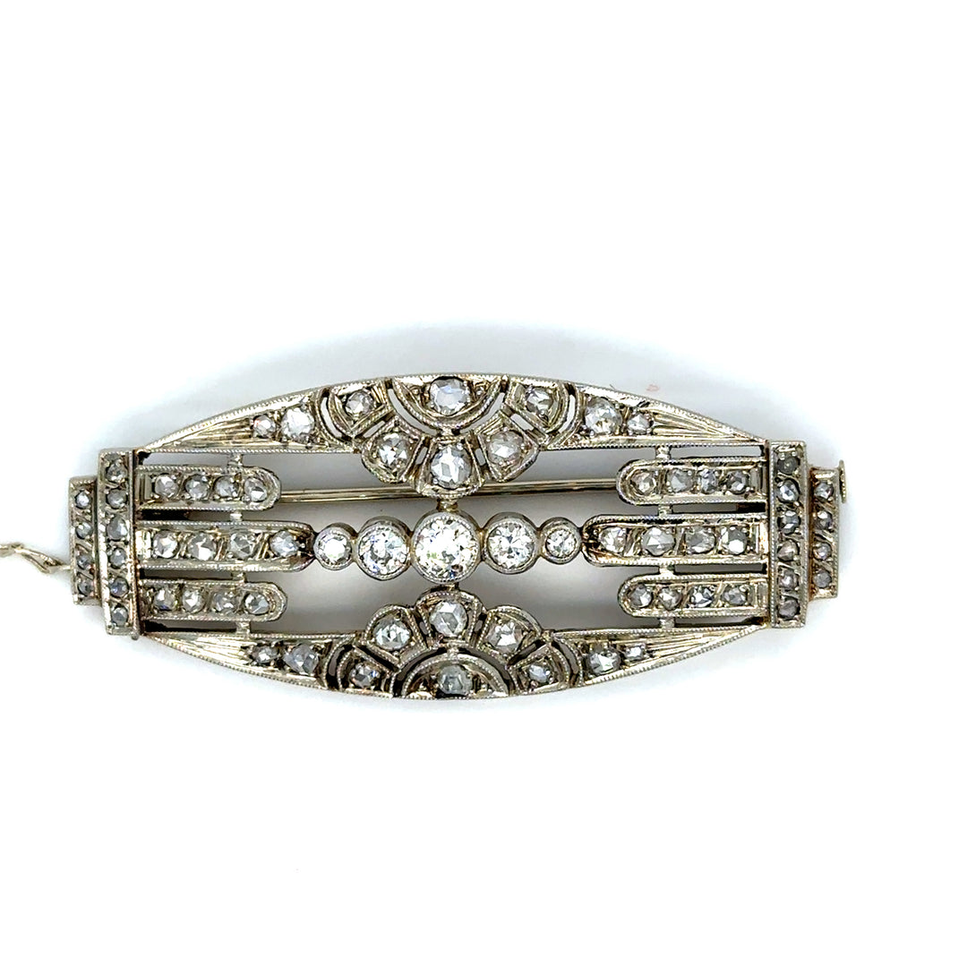 Broche Platine Art Déco année 1930 Occasion Seconde Main Bijou Femme Luxe