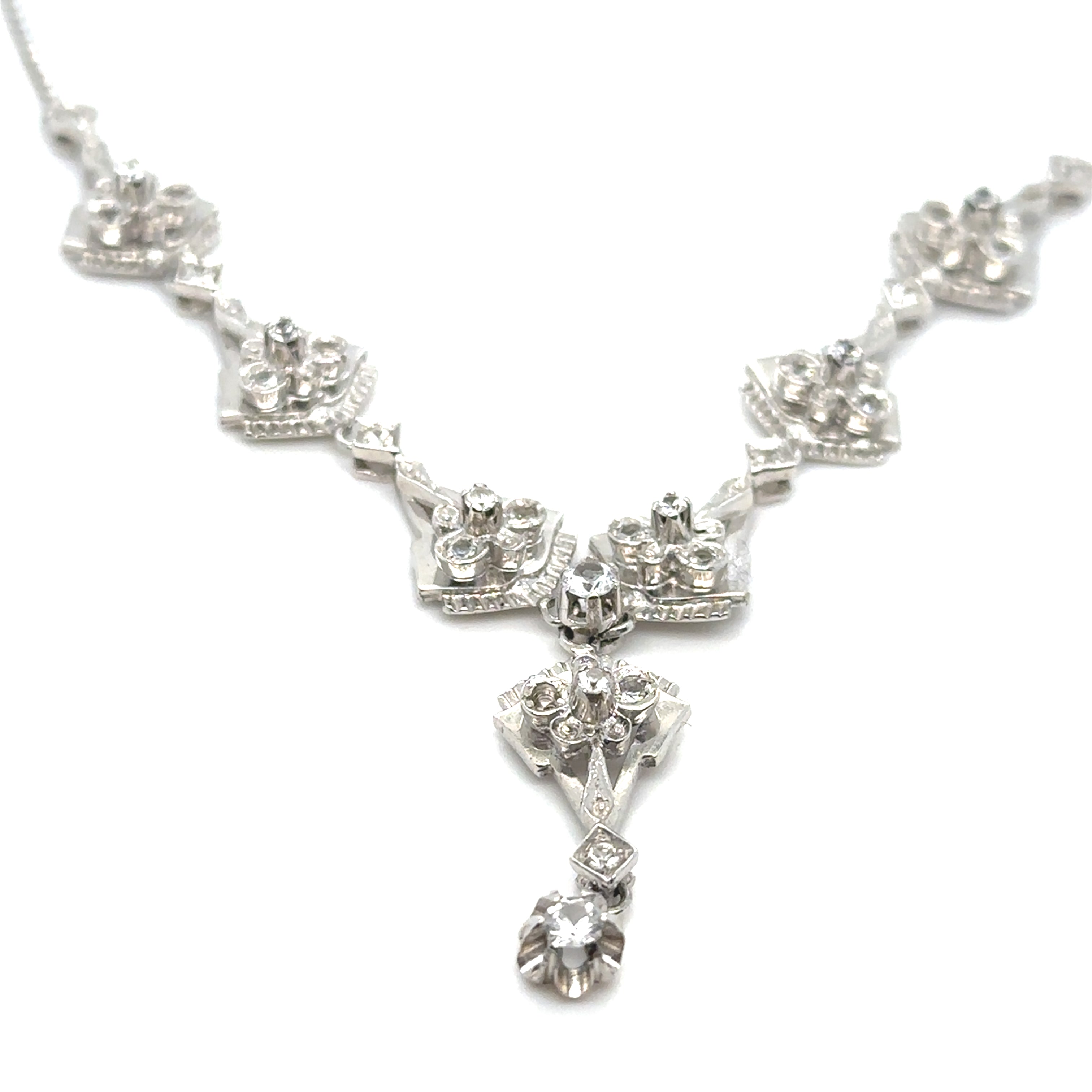 Collier ancien or blanc 18K et diamants Occasion Seconde Main Bijou