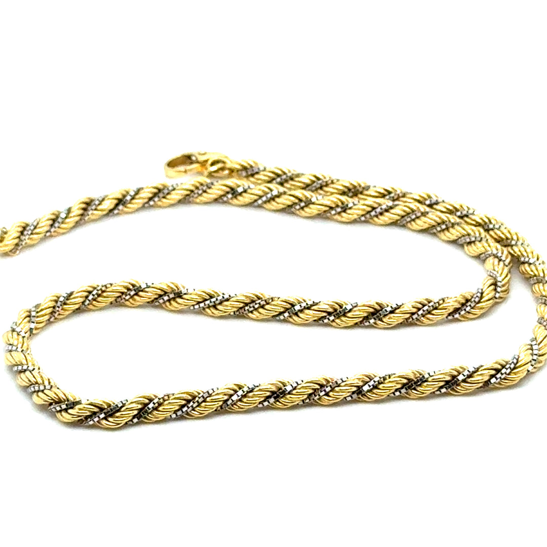 Collier Chaîne Torsadée Bicolore Or 18K Vintage