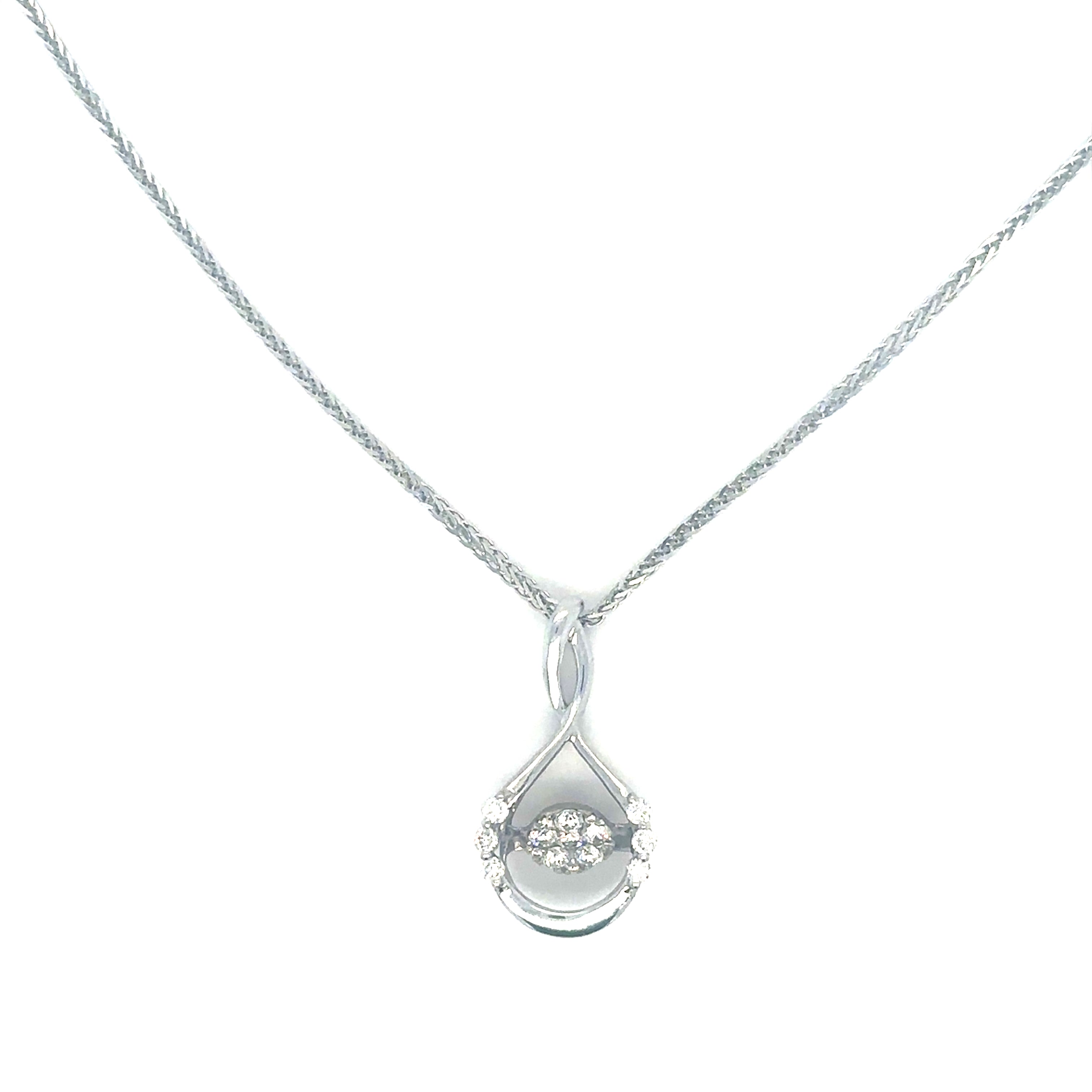 Collier moderne or blanc 18K serti diamants taille brillant Occasion