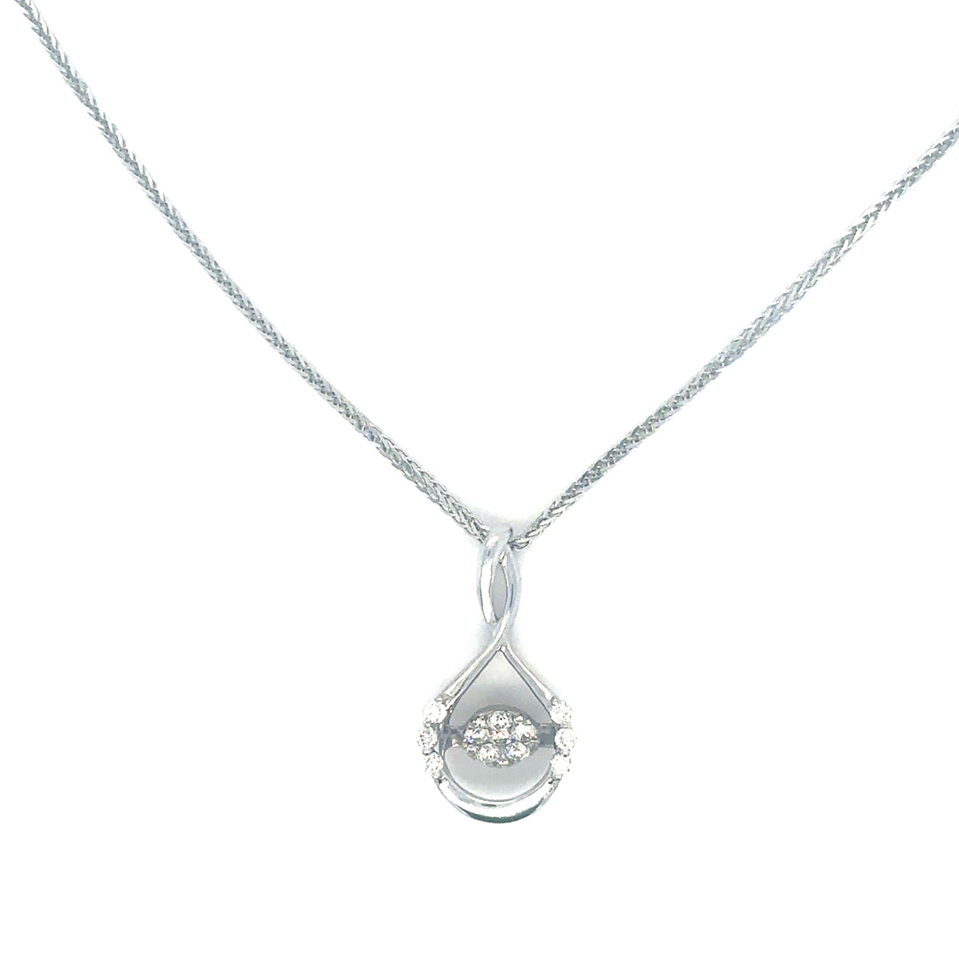 Collier moderne or blanc 18K serti diamants taille brillant Occasion