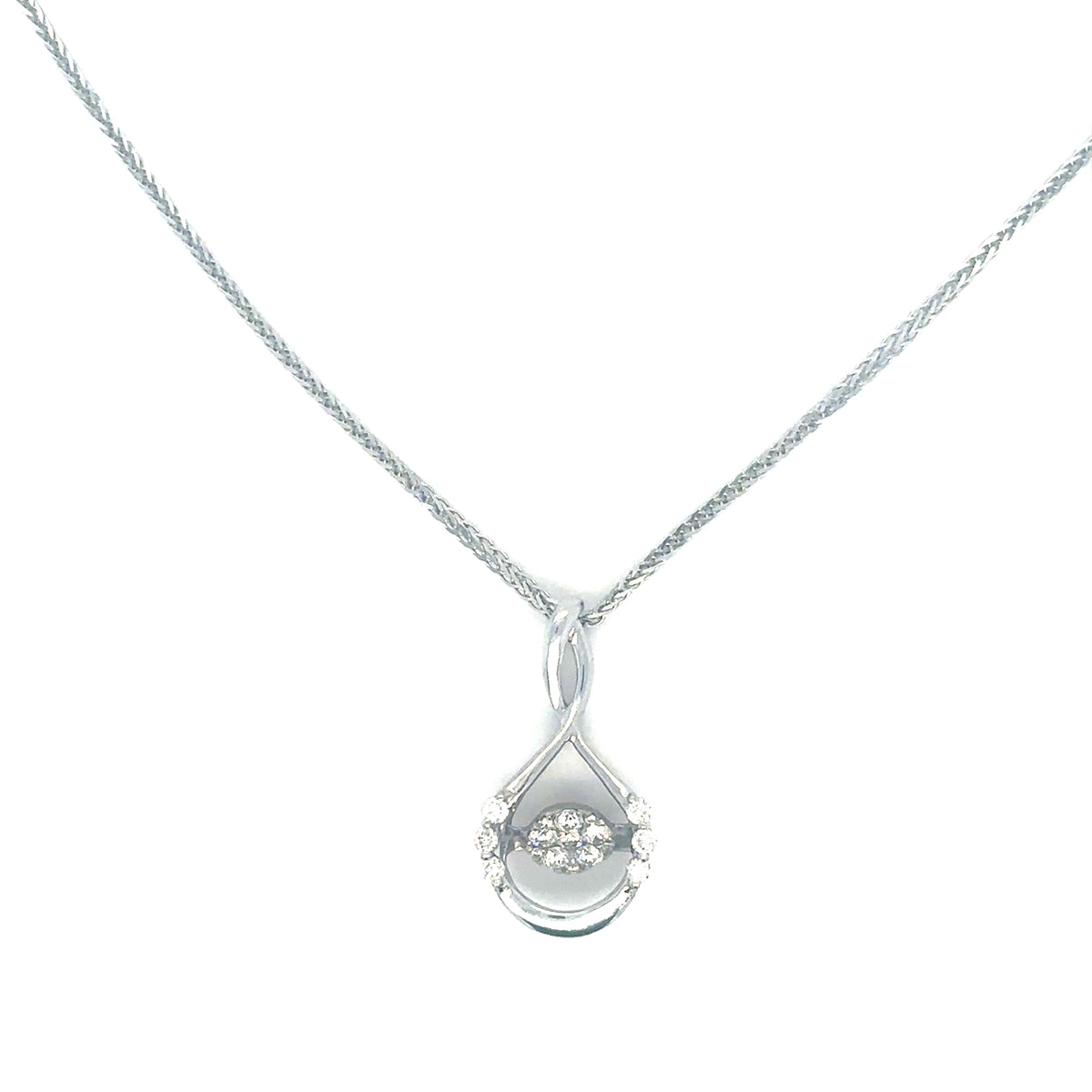 Collier moderne or blanc 18K serti diamants taille brillant Occasion