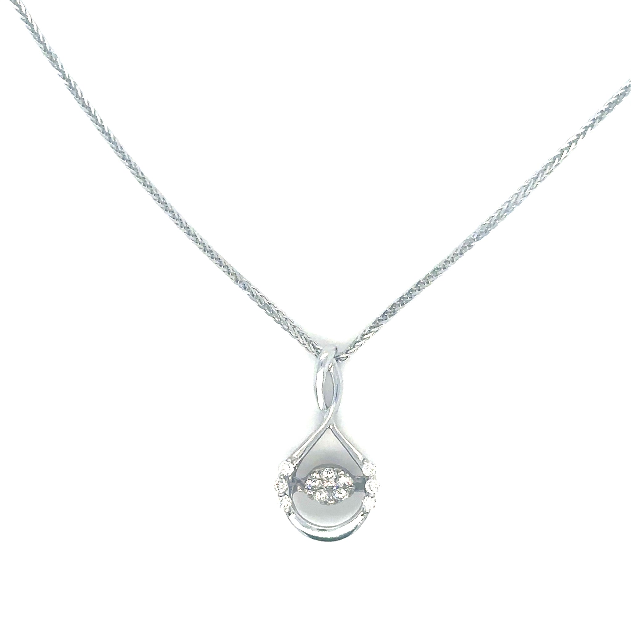 Collier moderne or blanc 18K serti diamants taille brillant Occasion