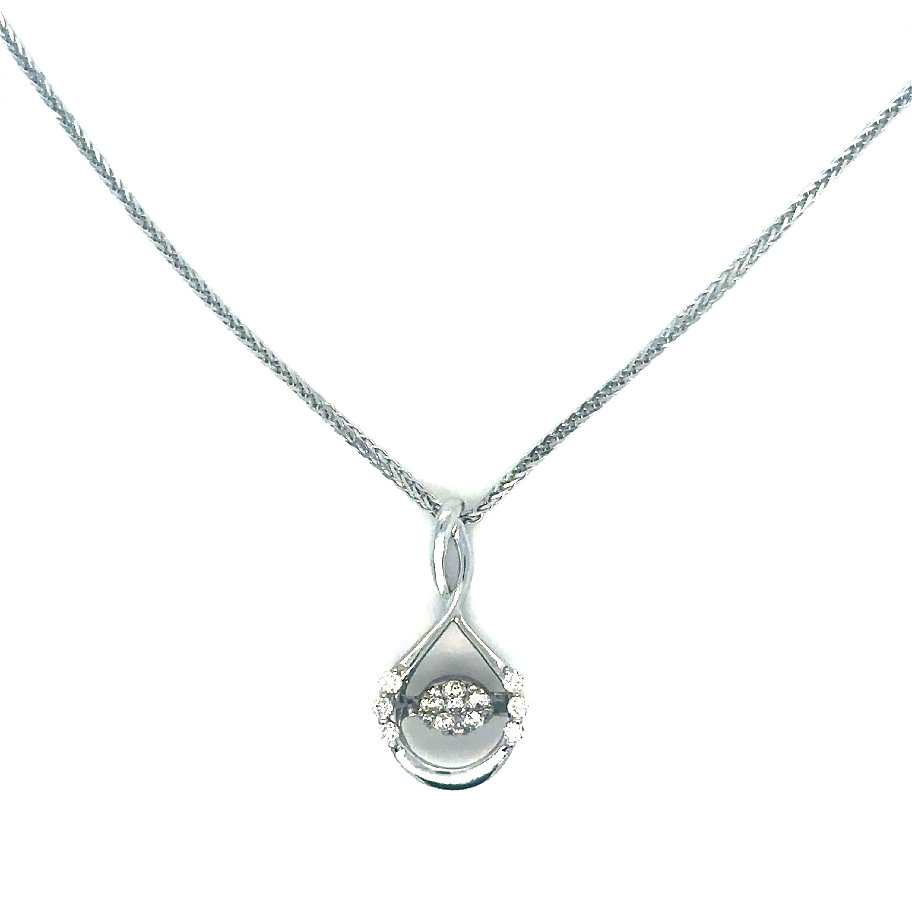 Collier moderne or blanc 18K serti diamants taille brillant Occasion