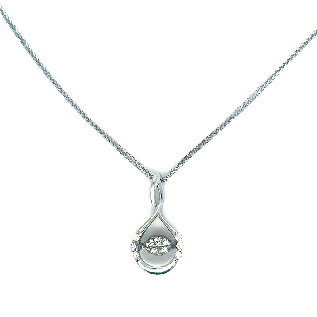 Collier moderne or blanc 18K serti diamants taille brillant Occasion